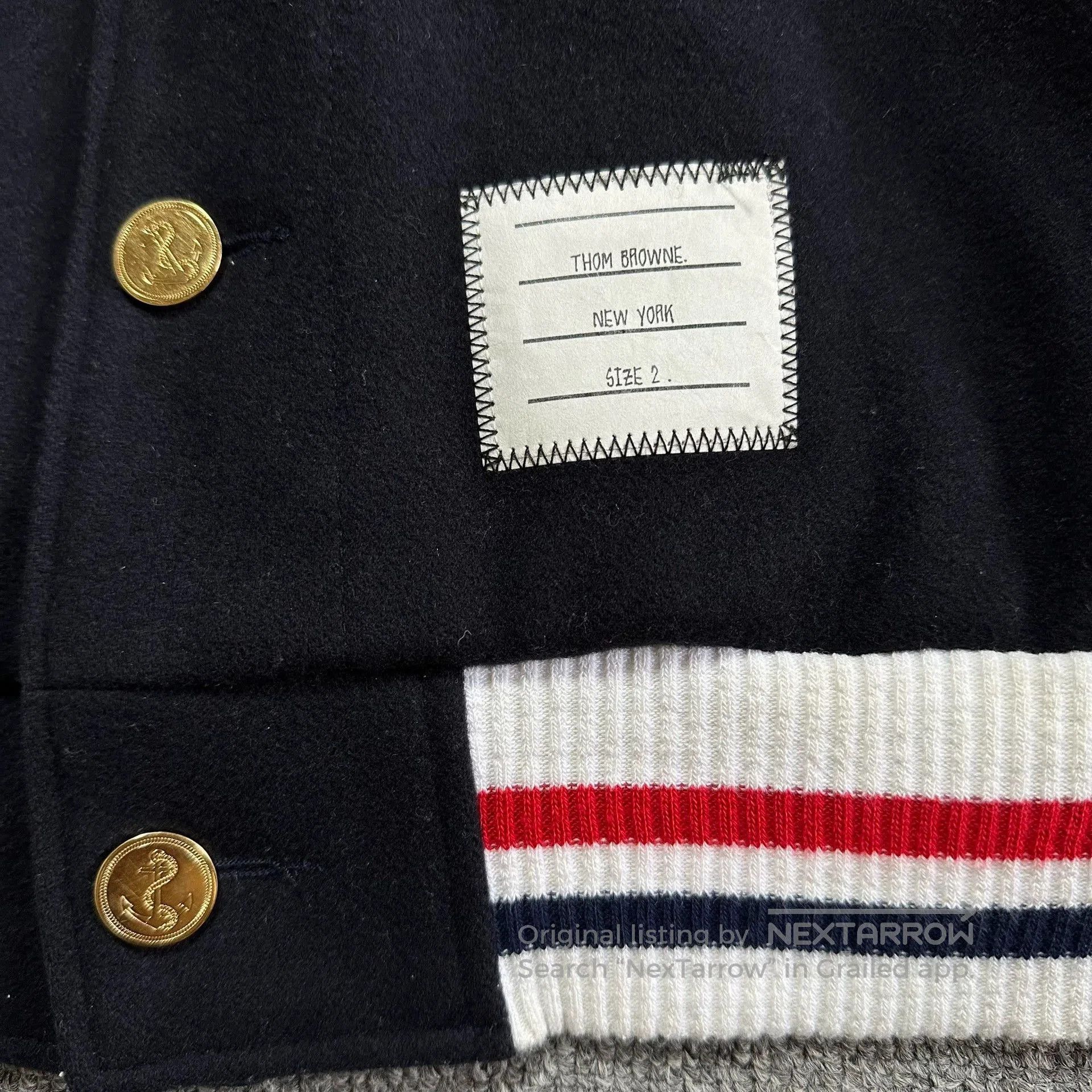 Thom Browne thom browne navy striped leather jacket. Size US XXS / EU 40 - 2 Thumbnail