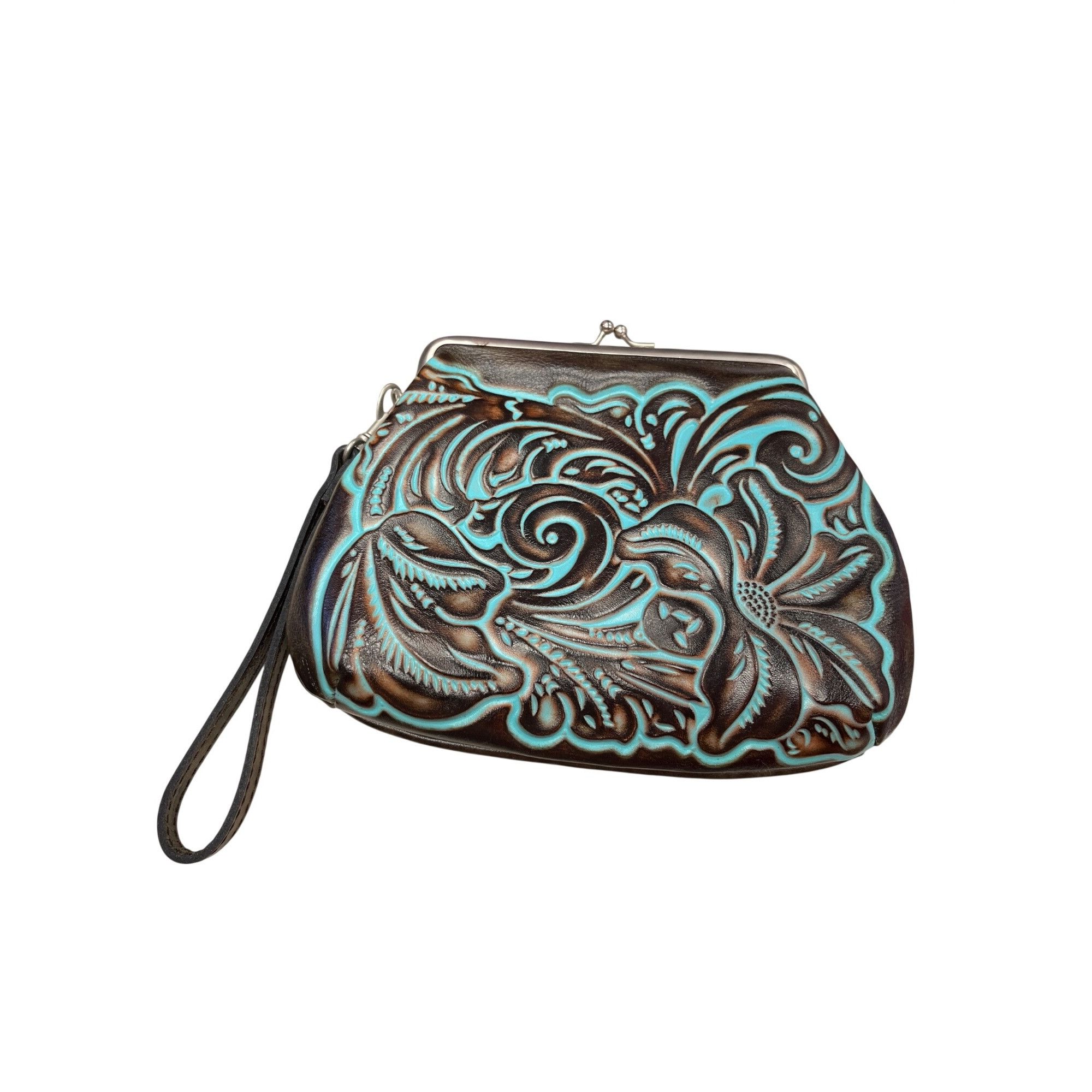 Patricia Nash Patricia Nash wms Savena turquoise black leather kisslock wr Size ONE SIZE - 1 Thumbnail