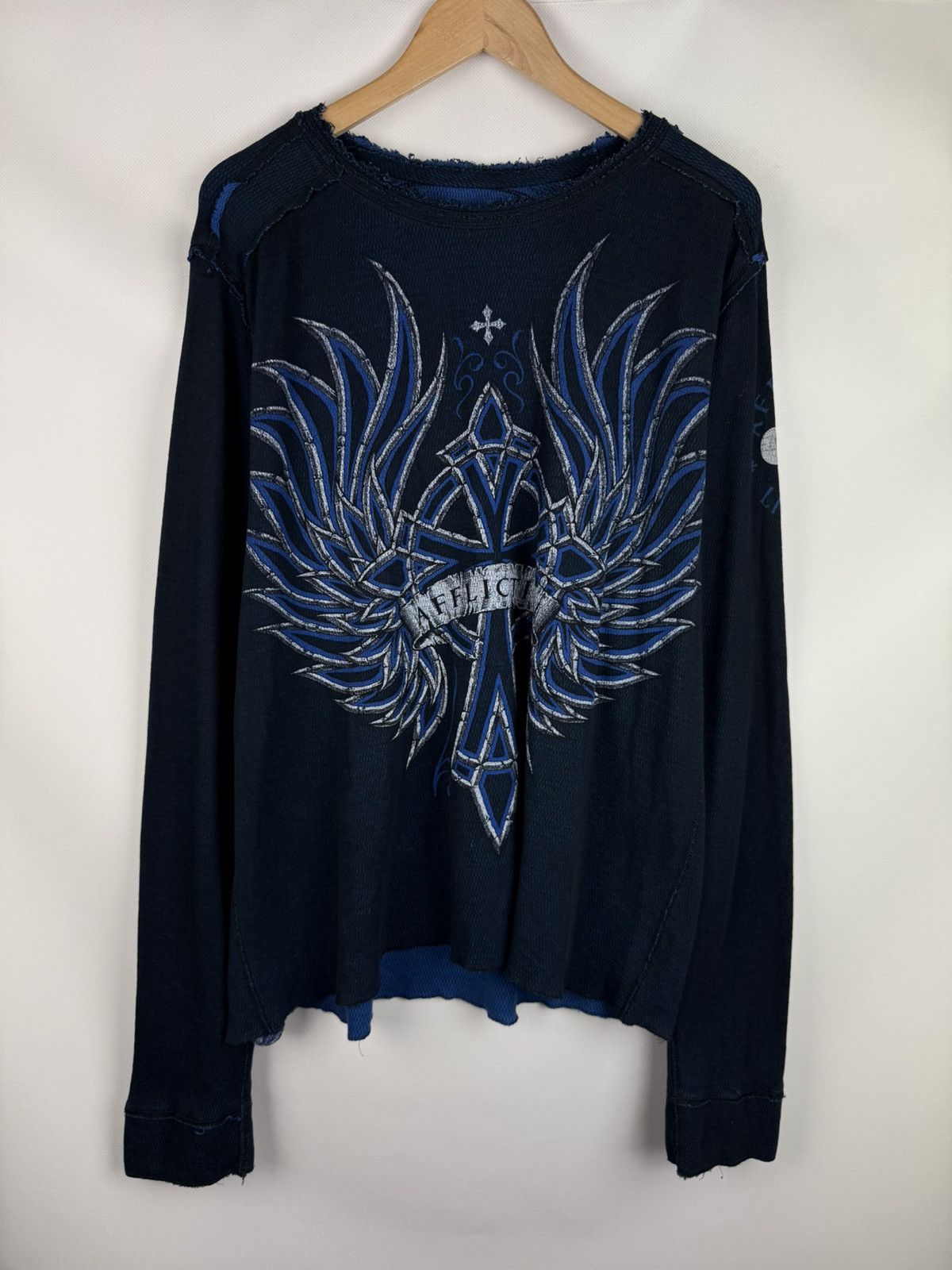 Affliction Affliction Y2K Overprinted Reversible Sweater L/S Pullover Size US XL / EU 56 / 4 - 1 Thumbnail