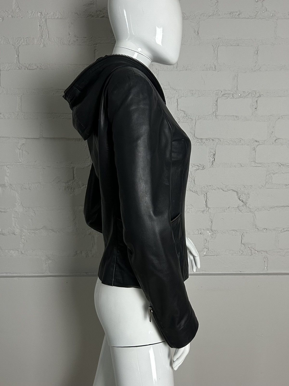 Other Insane leather fitted jacket with hood Size S / US 4 / IT 40 - 6 Thumbnail