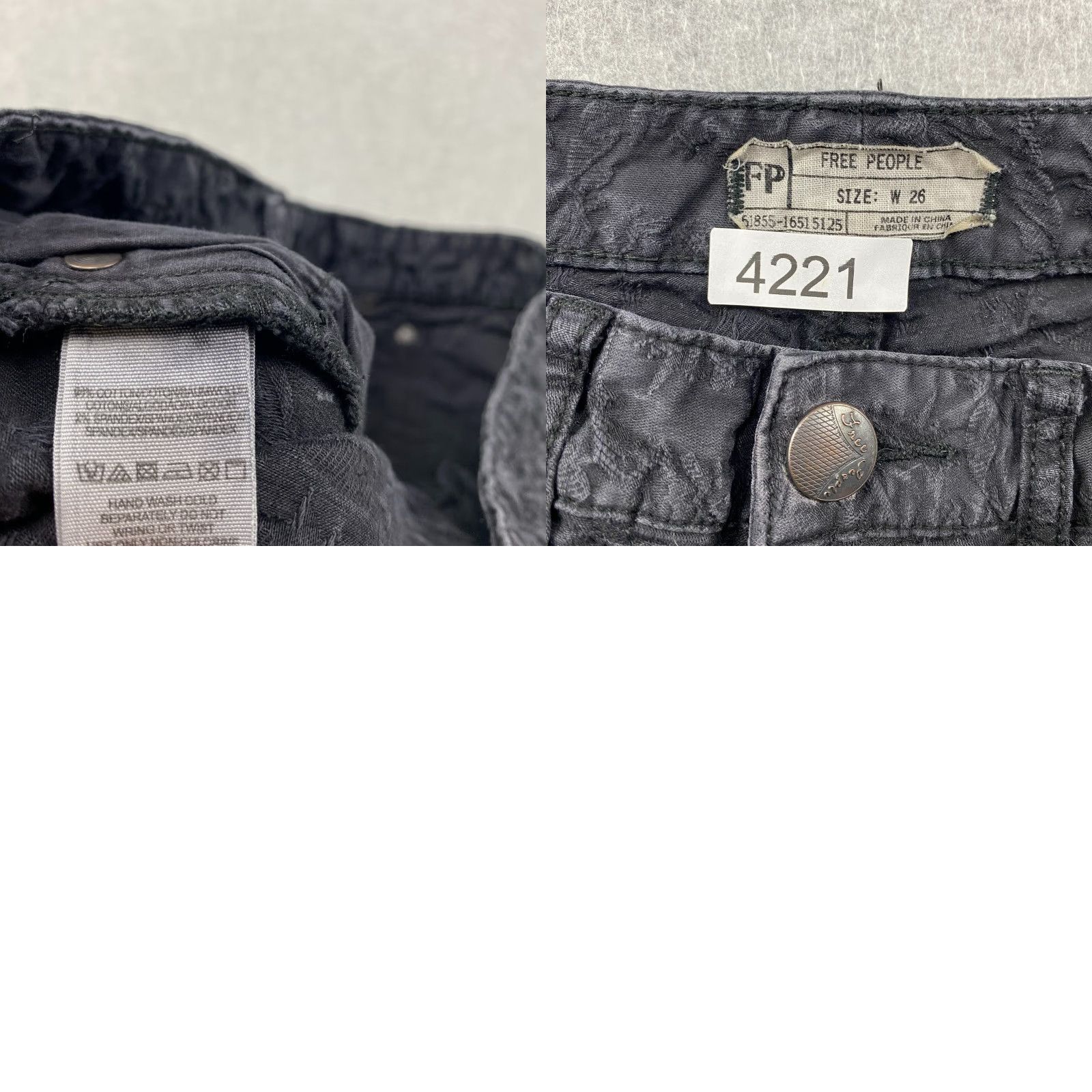 Free People Free People Jeans Womens Skinny Black Embroidered Floral Distressed Stretch 26 Festival Size 26" / US 2 / IT 38 - 10 Thumbnail