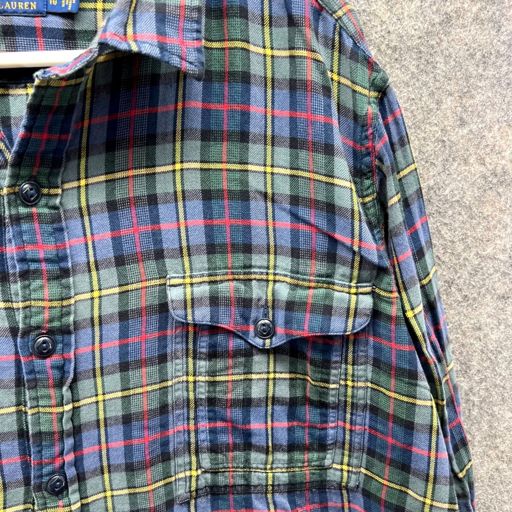 Polo Ralph Lauren Polo Ralph Lauren Shirt Men XL Flannel Green Purple Plaid Button Down Vintage Size US XL / EU 56 / 4 - 7 Thumbnail