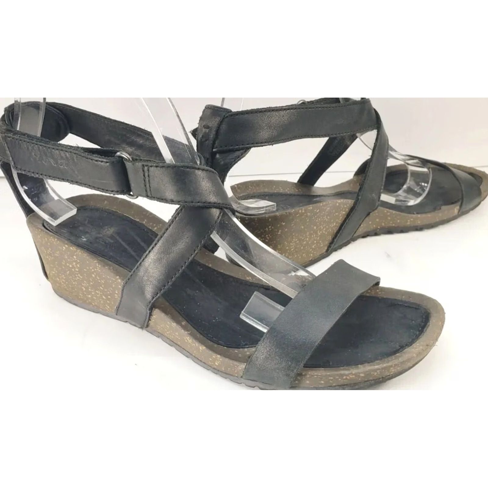 Teva Teva Cabrillo Black Leather Strap Wedge Sandals Women Size 9M EU 40 1007732 Size US 9 / IT 39 - 2 Thumbnail