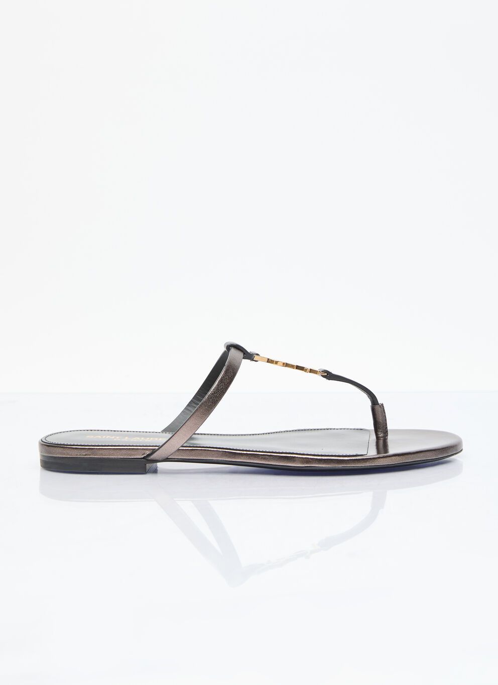 image of Saint Laurent Paris Cassandra Slide Sandals in Brown, Women's (Size 5)