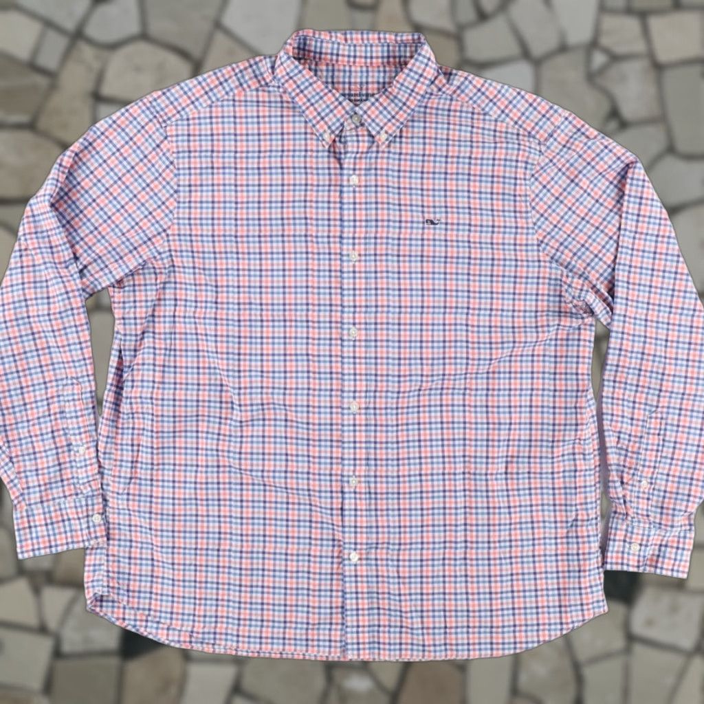Vineyard Vines Vineyard Vines Performance Whale Gingham Button Down Shirt Red 2XL Mens Shirt Size US XXL / EU 58 / 5 - 1 Thumbnail