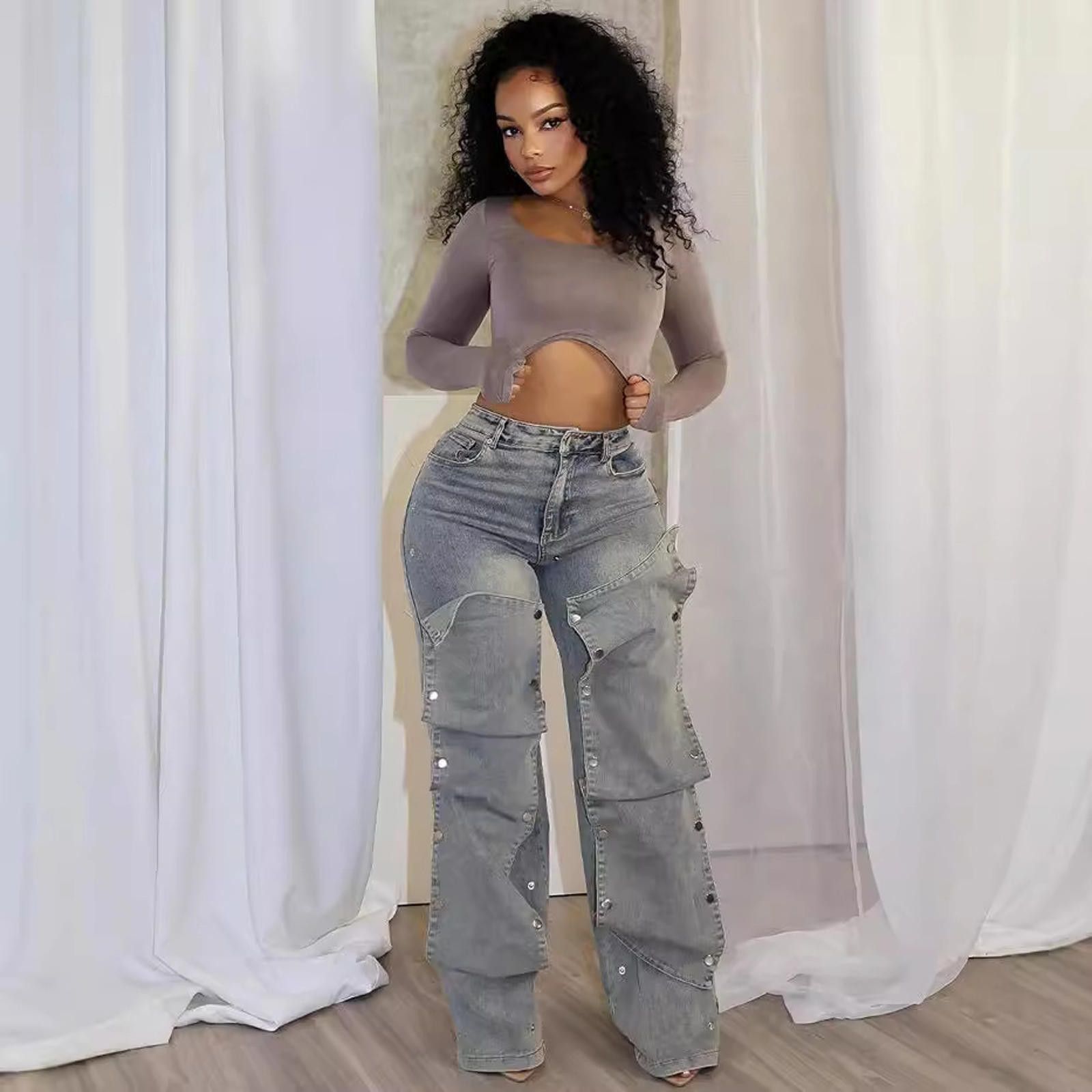The Unbranded Brand Women's Button High Waist Straight Jeans Size US 32 / EU 48 - 2 Thumbnail