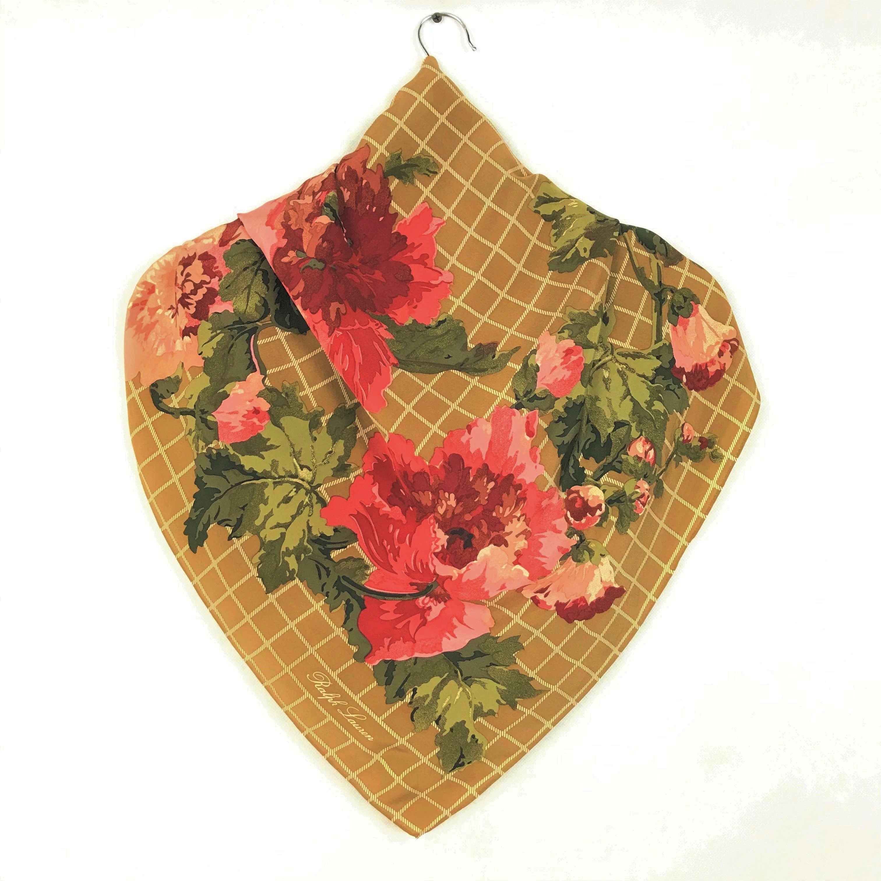 Ralph Lauren RL401 Vintage Ralph Lauren Silk Scarf Shawl Designer Scarf Size ONE SIZE - 3 Thumbnail