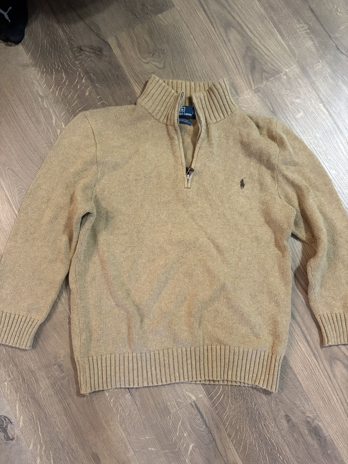vintage 90 beigie hafl zip polo ralph lauren
