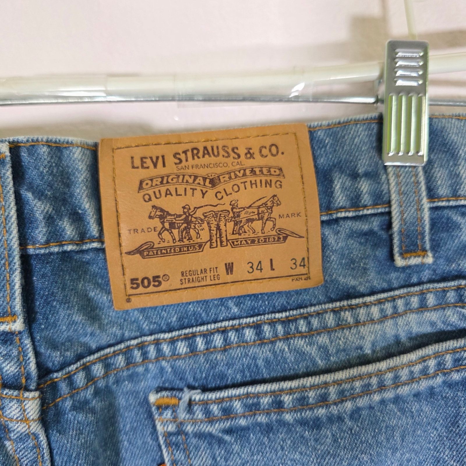 Levi's Levi’s 505 Regular Fit Straight Leg Jeans Men 34x34 Wash USA Size US 34 / EU 50 - 6 Thumbnail