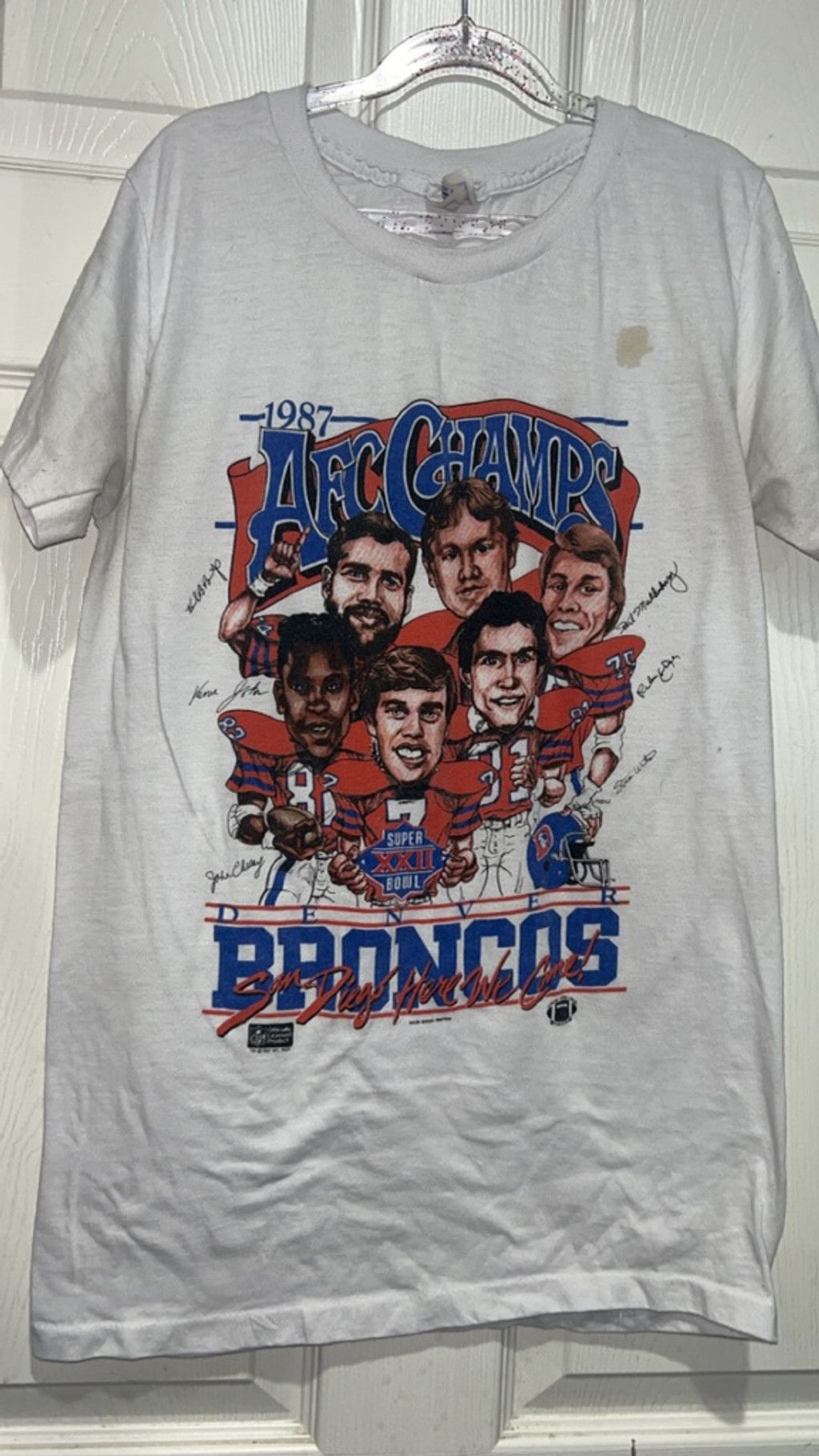 NFL VTG Denver Broncos 1987 AFC Champs Tee M White stained Size US M / EU 48-50 / 2 - 1 Thumbnail
