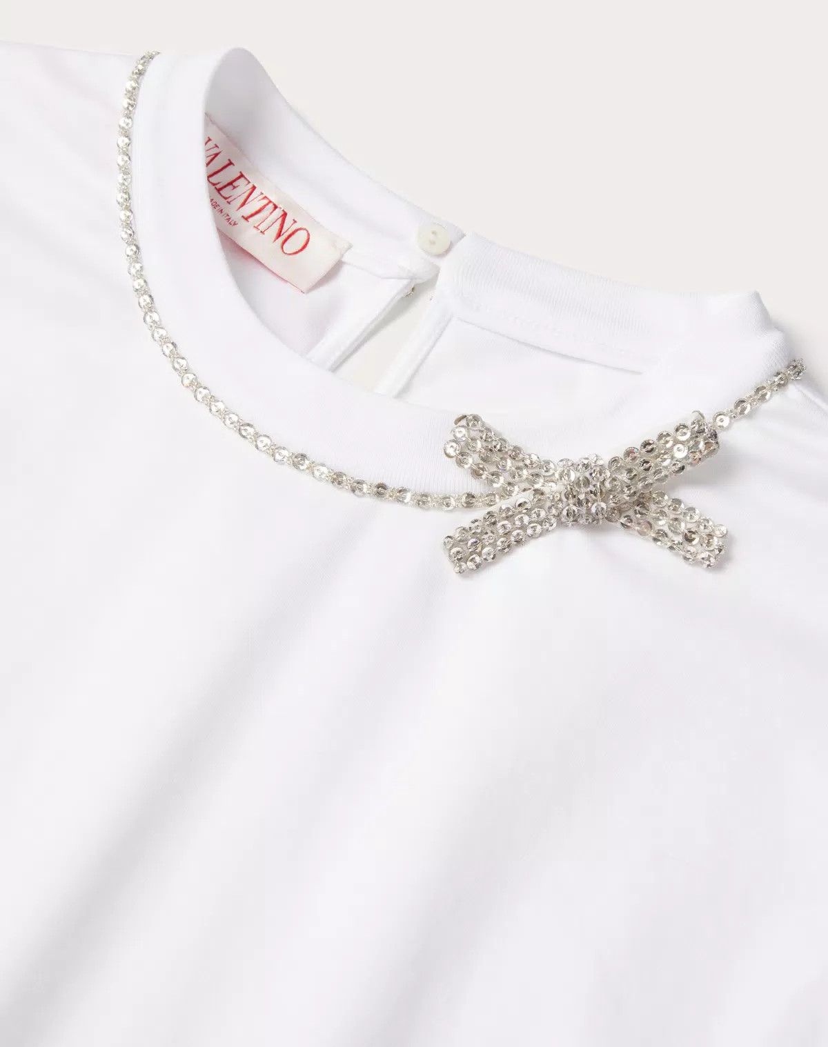 Valentino o1s1wg110426 Jersey Cotton Embroidered T-Shirt in White Size M / US 6-8 / IT 42-44 - 3 Thumbnail
