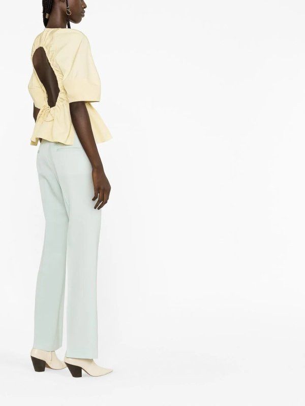 Jil Sander o1y1025 Short Sleeves Blouse in Pastel Yellow Size XS / US 0-2 / IT 36-38 - 2 Thumbnail