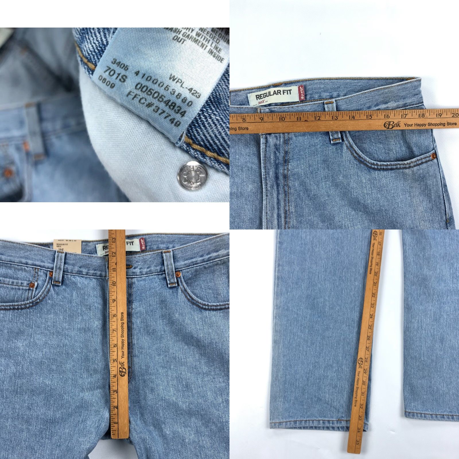 Levi's VINTAGE Levi's Jeans Mens 36x34 Straight Light Wash 505 Blue Denim Pants Y2K NOS Regular Waist 36 Mens Rocker USA 5-Pocket Denim Jeans Size US 36 / EU 52 - 9 Thumbnail