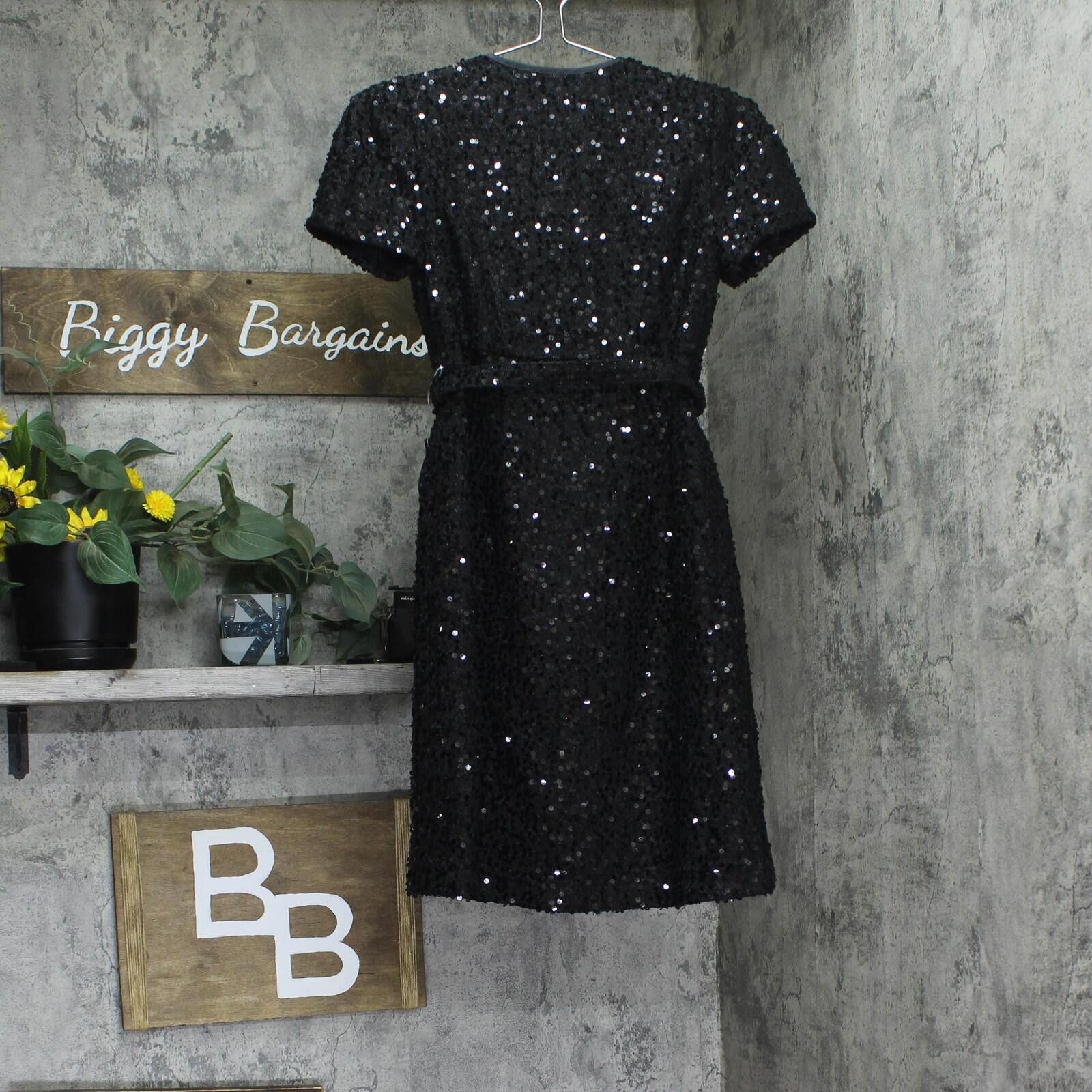 Donna Karan Nwt Donna Karan Sequinned Belted Button Down Dress Black 2p Size XS / US 0-2 / IT 36-38 - 2 Thumbnail