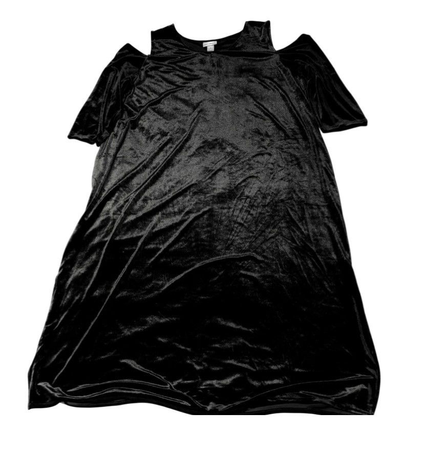 Other Catherines Black Velvet Maxi Dress Cold Shoulder Plus Formal Size XXL / US 16-18 / IT 52-54 - 3 Thumbnail