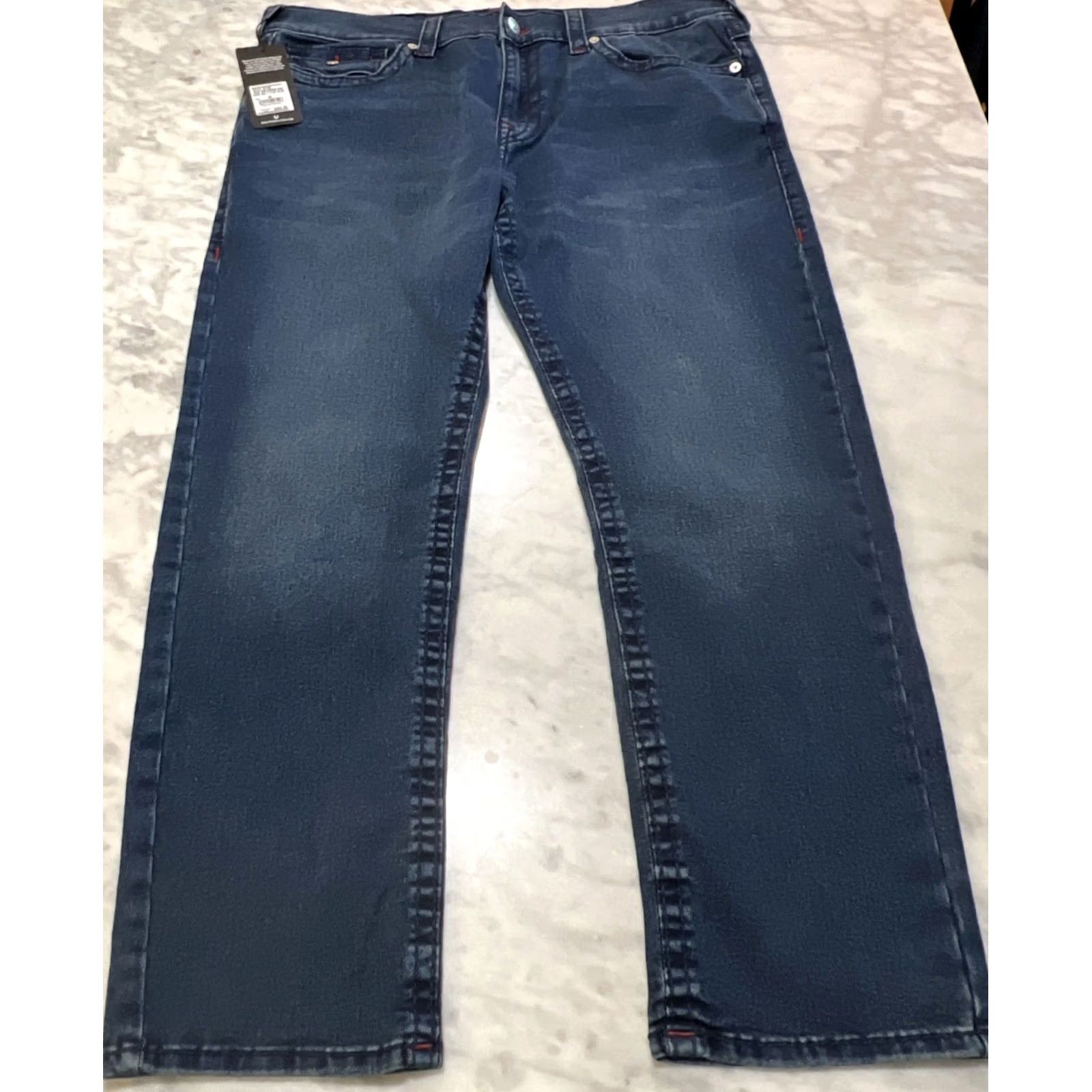 True Religion True Religion Geno Big T Flap Relax Slim Jeans Men 38 Dark Shivering Wash 701182 NWT Size ONE SIZE - 2 Thumbnail