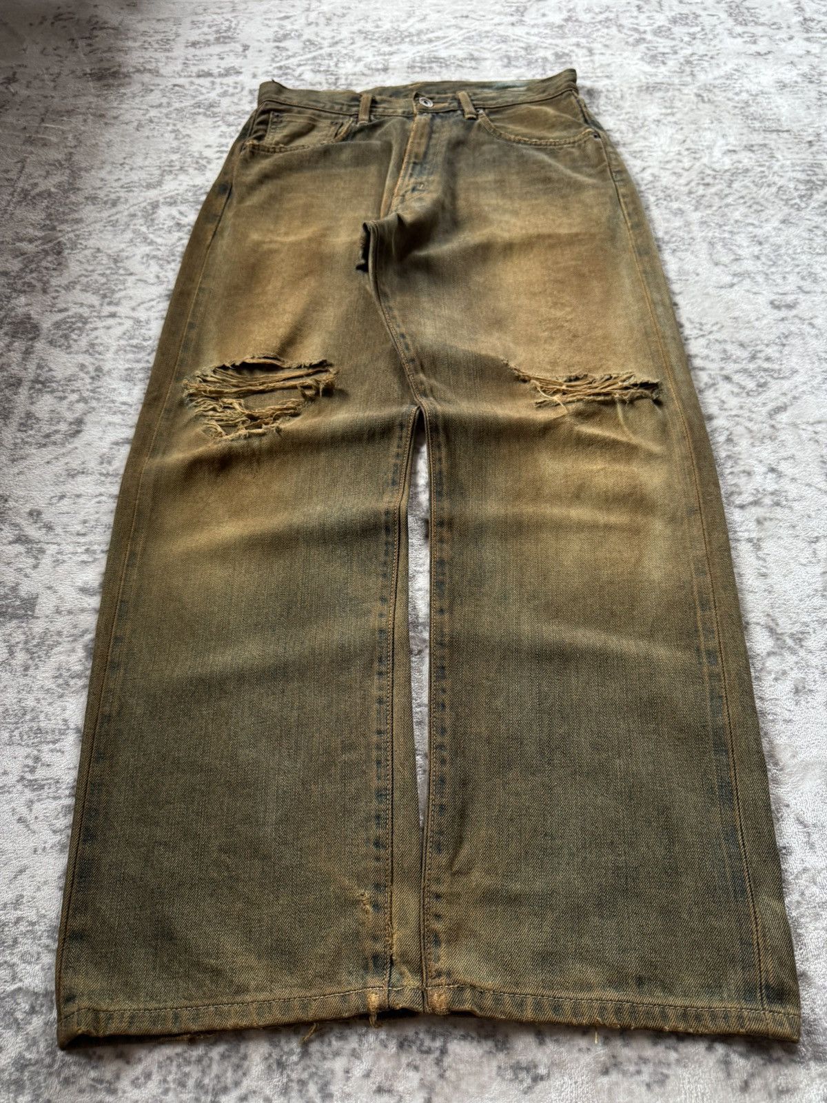 Edwin Edwin 505 OG Type 1 Mud Wash Distressed Selvedge Baggy Jeans Size US 29 - 3 Thumbnail