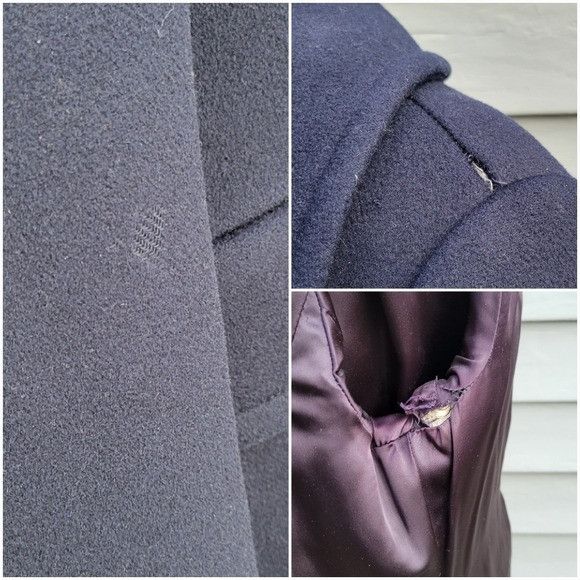 Vintage Vintage 50s Navy Blue Wool Double Breasted Greatcoat Militar Size L / US 10 / IT 46 - 4 Thumbnail