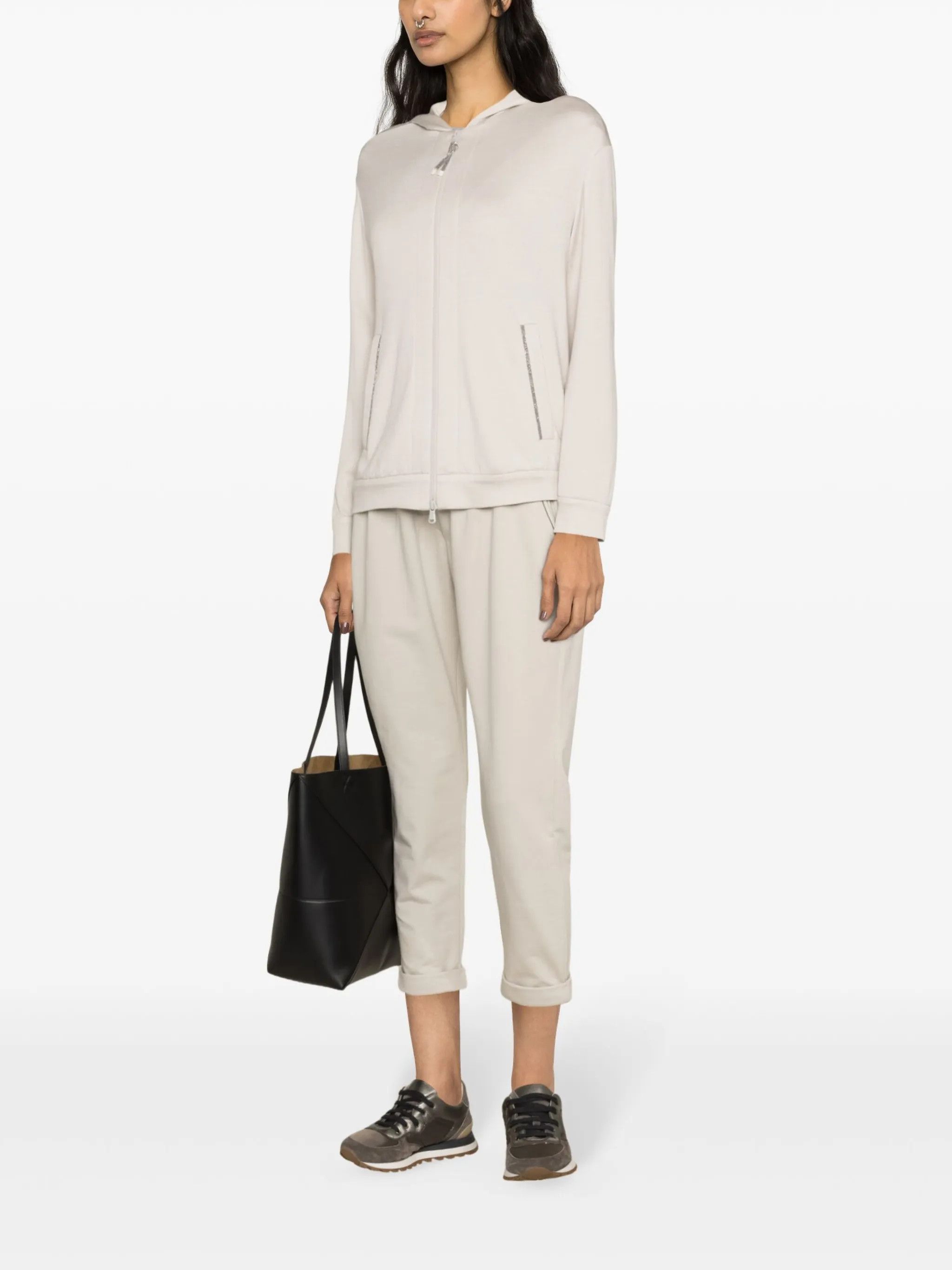 Brunello Cucinelli o1y0825 Hooded Sweatshirt in Beige Size XS / US 0-2 / IT 36-38 - 2 Thumbnail