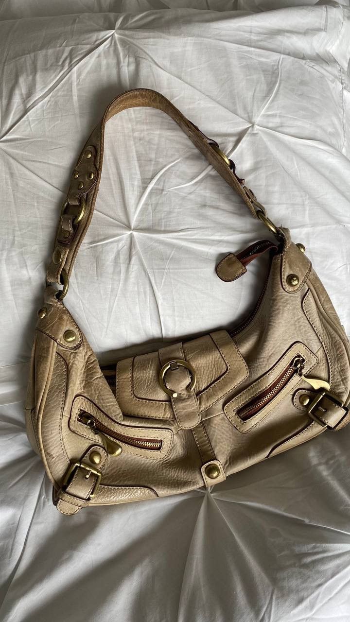 Vintage Vintage beige leather shoulder bag Size ONE SIZE - 6 Thumbnail