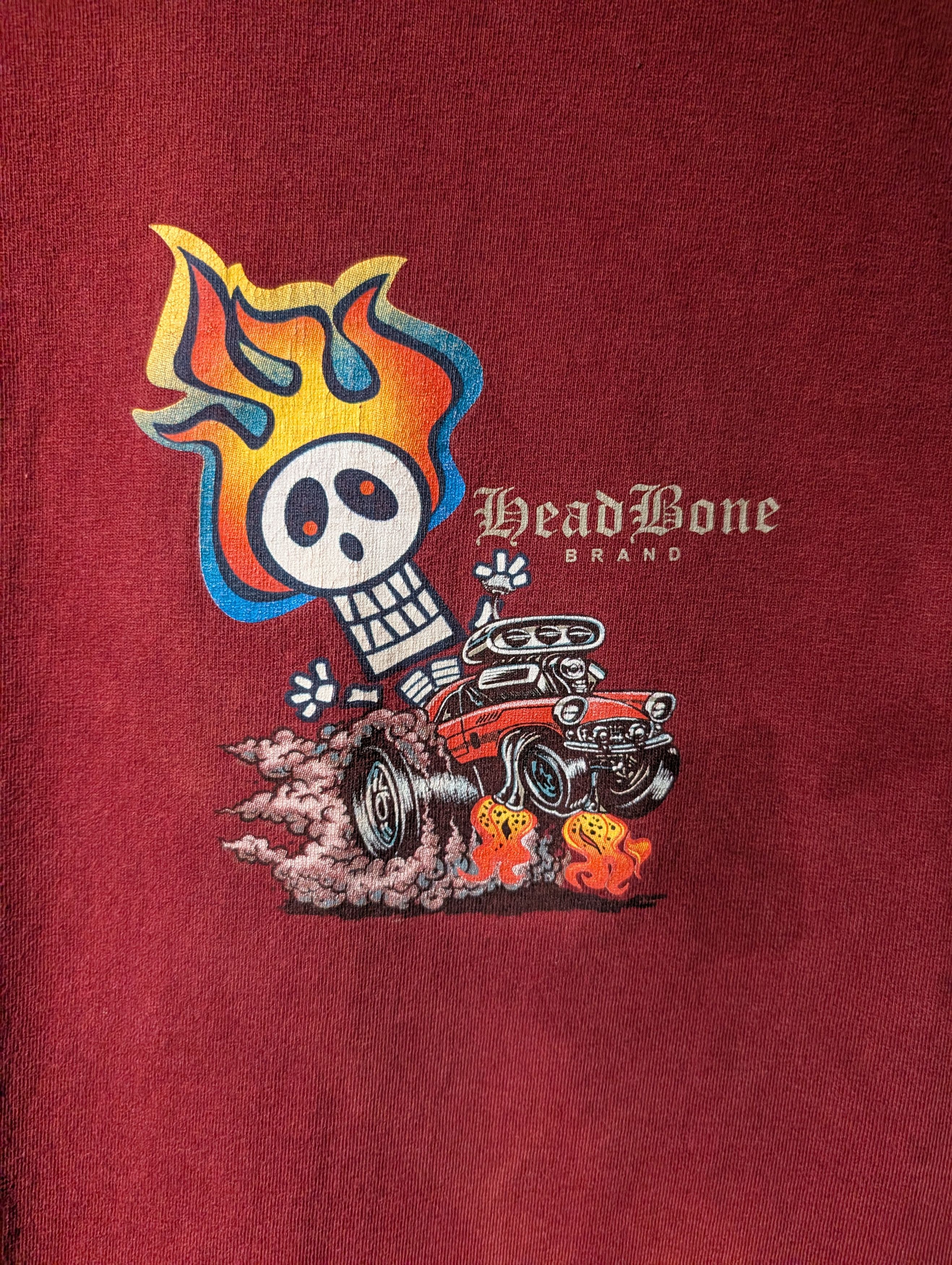 Vintage Vintage Head Bone Brand T-Shirt Hot Rod Skull Fire 90s Size US XL / EU 56 / 4 - 2 Thumbnail