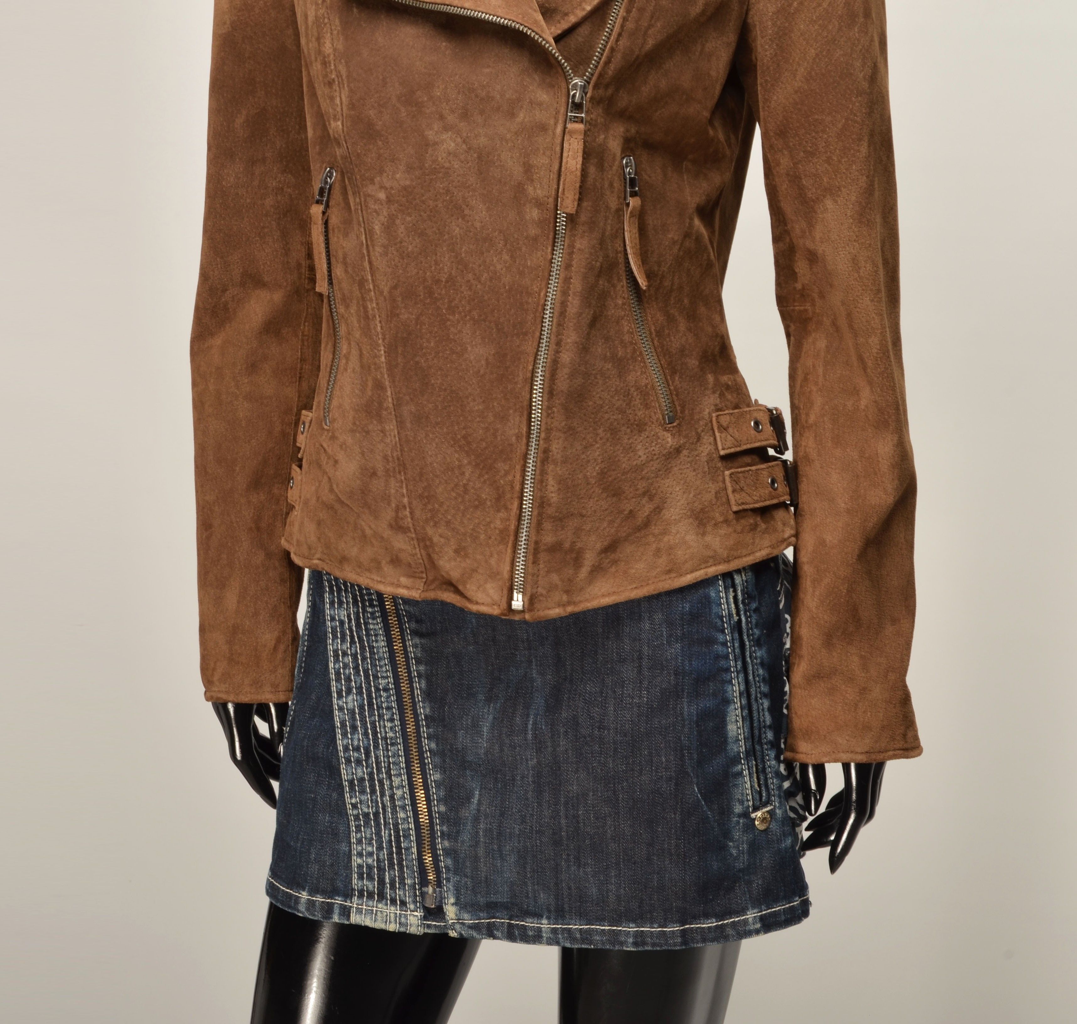 Other Freaky Nation Punk Grunge Brown Leather Biker Jacket Size S / US 4 / IT 40 - 13 Thumbnail
