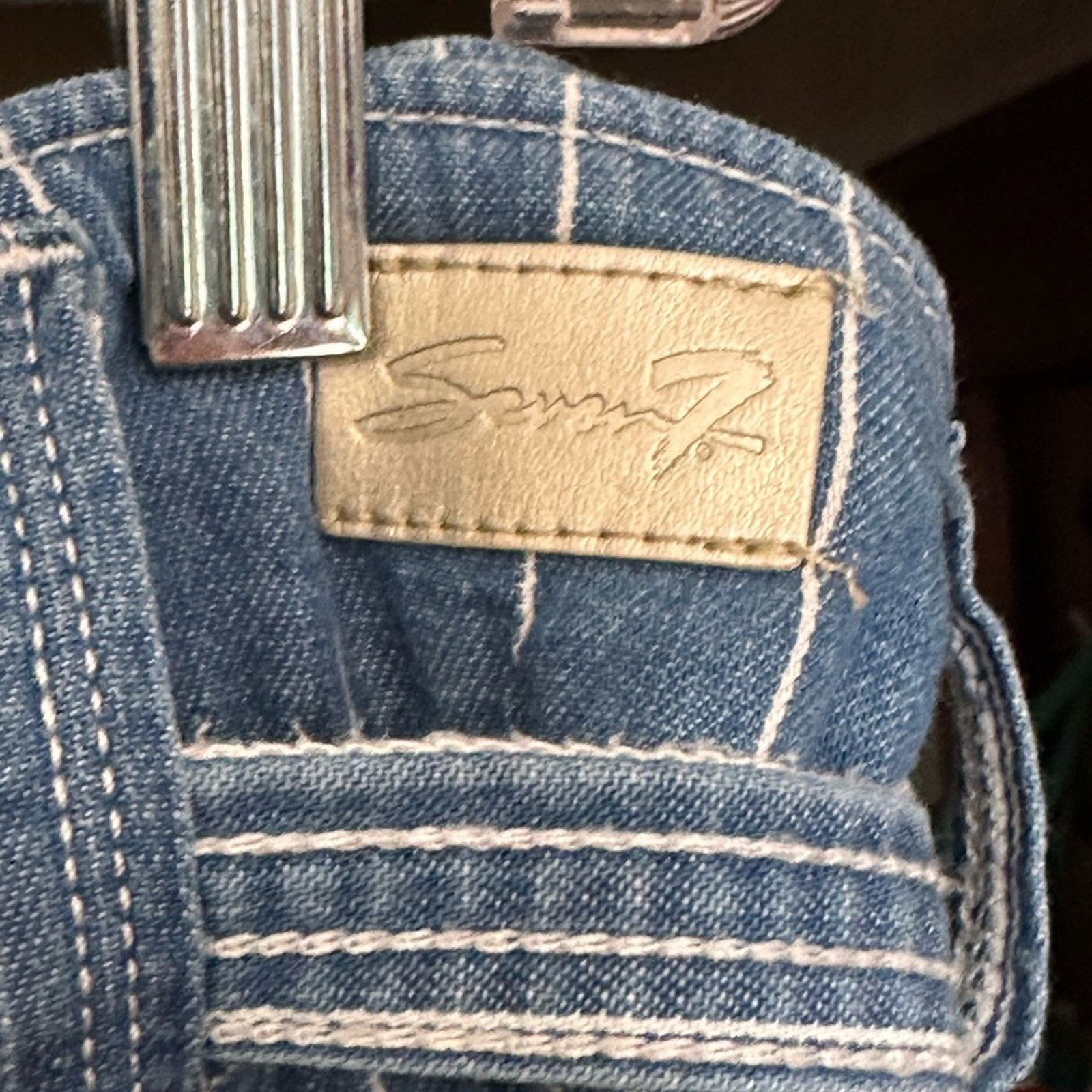 Seven 7 Seven7 Pinstripe Wide Leg Belted Crop Denim Pants Size 38" / US 16 / IT 52 - 4 Thumbnail