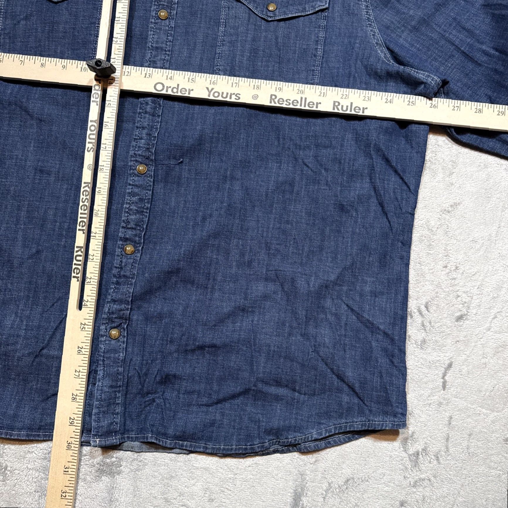 Wrangler Wrangler Shirt Men 2XL Denim Pearl Snap Chest Pockets Western Cowboy Cut Button-Up Long Sleeve Collared Size US XXL / EU 58 / 5 - 6 Thumbnail
