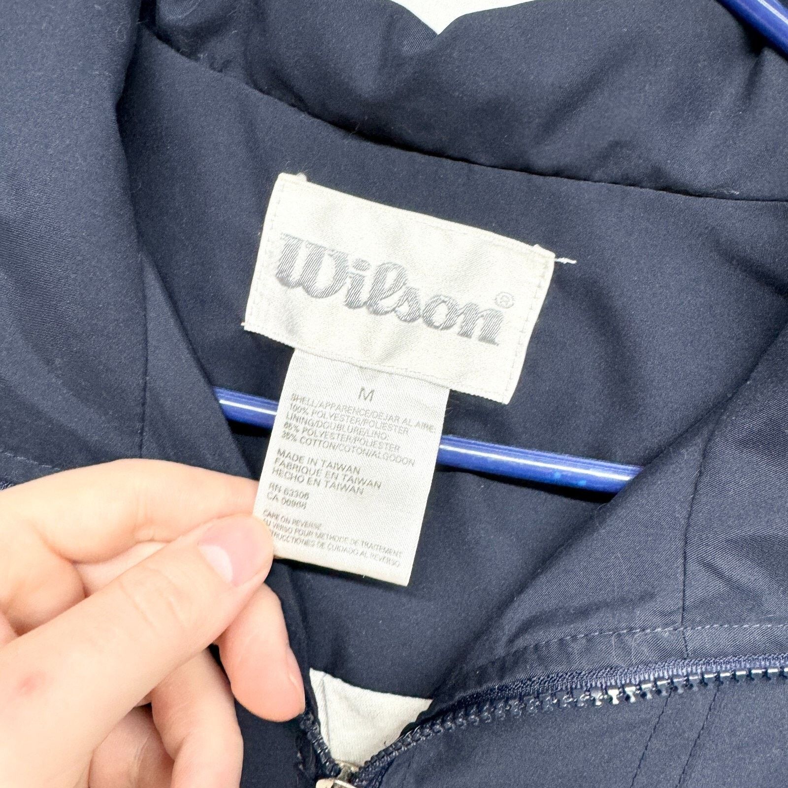Wilson VTG Y2K Wilson Medium Track Jacket Blue Lined Shoulder Pads Size M / US 6-8 / IT 42-44 - 2 Thumbnail