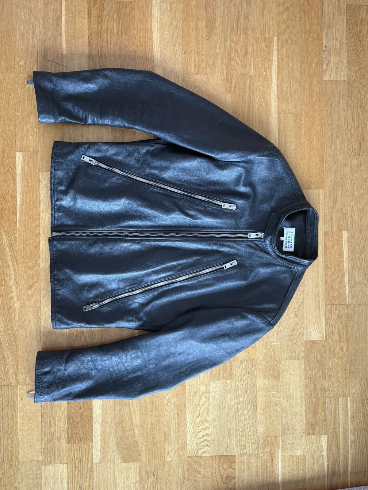 Maison Margiela MMM 5 Zip Leather Jacket, Calf Leather, IT52, Riri