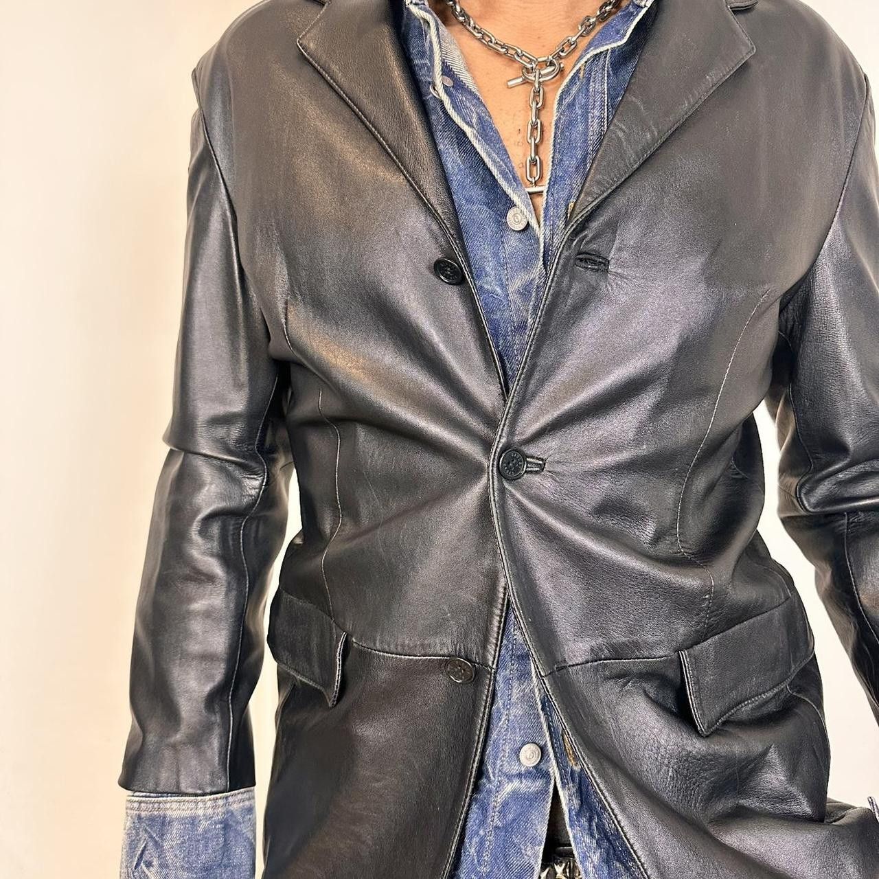 Sisley Vintage Sisley Black Leather Blazer - Medium Size US M / EU 48-50 / 2 - 7 Thumbnail