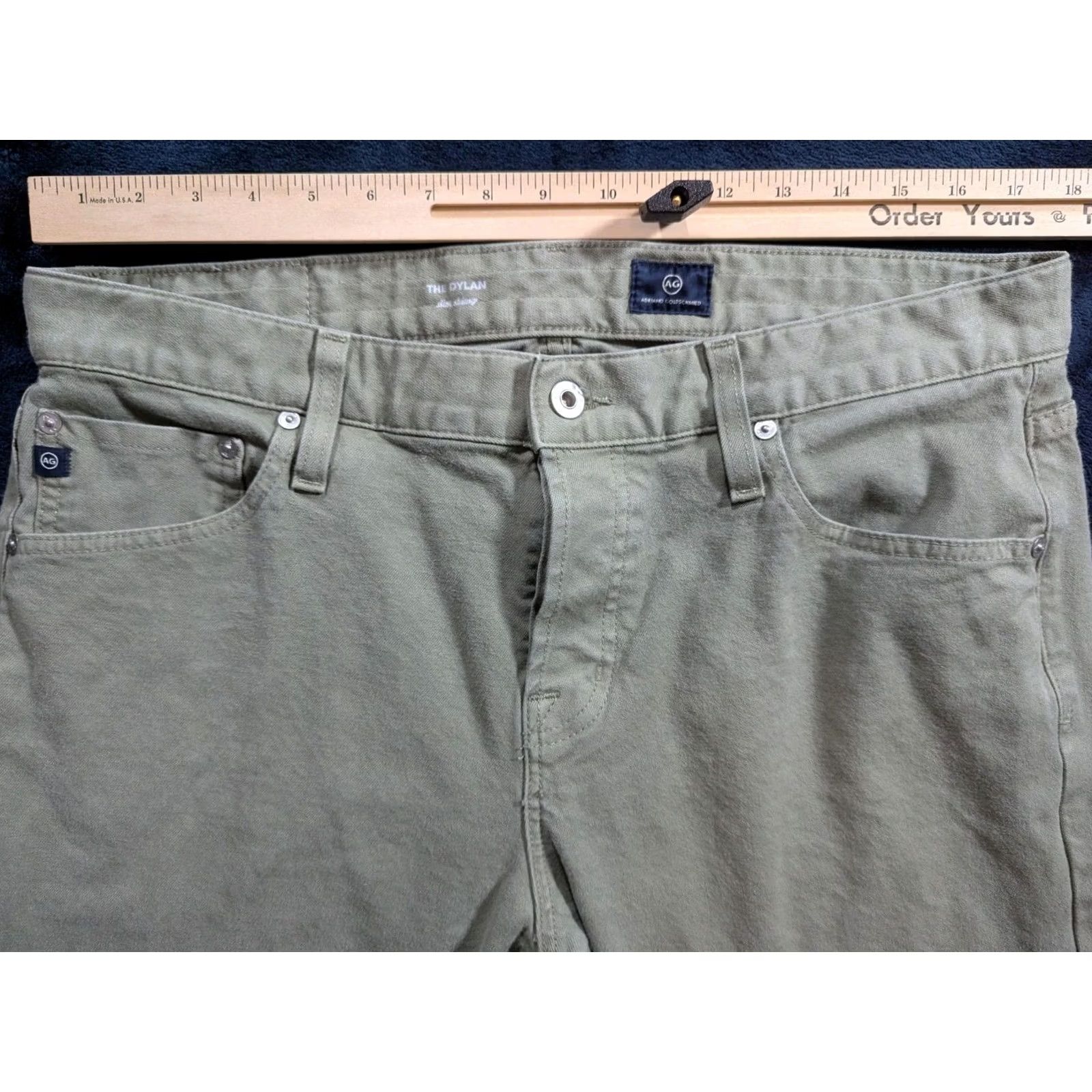 Vintage AG Adriano Goldschmied Jeans Mens 36R 36x32 The Dylan Slim Skinny Green Denim Cotton Blend Slimming Modern Size US 36 / EU 52 - 3 Thumbnail