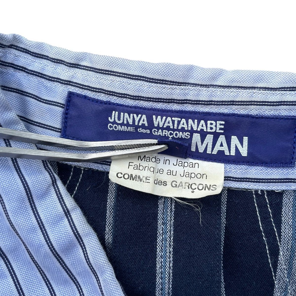 Junya Watanabe Junya Watanabe AD2014 Switching Navy Striped Linen Shirt Size US XS / EU 42 / 0 - 6 Thumbnail