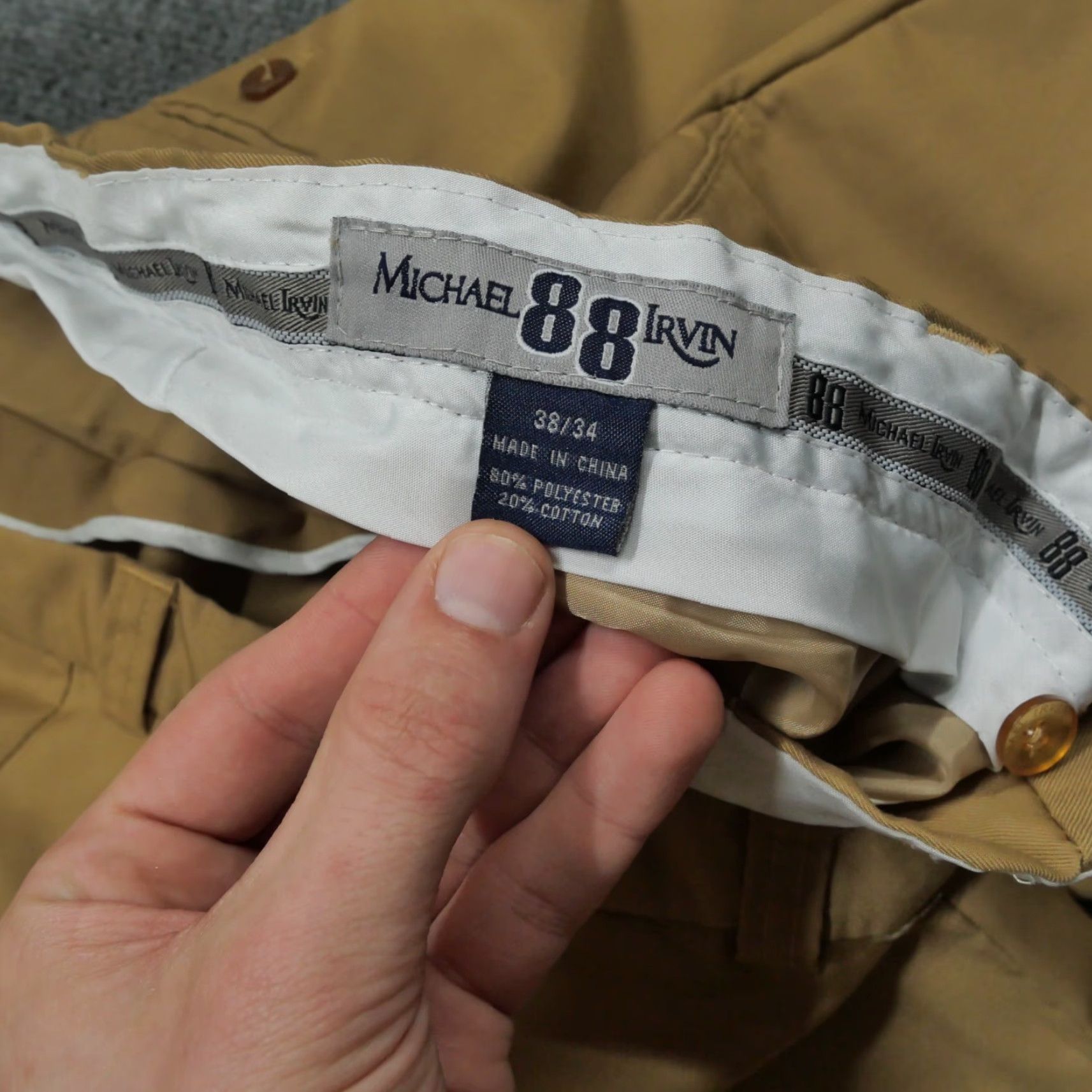 Vintage Michael Irvin Pants Mens 38x34 Tan Brown Khaki Slacks Dress 88 Size US 33 - 5 Thumbnail