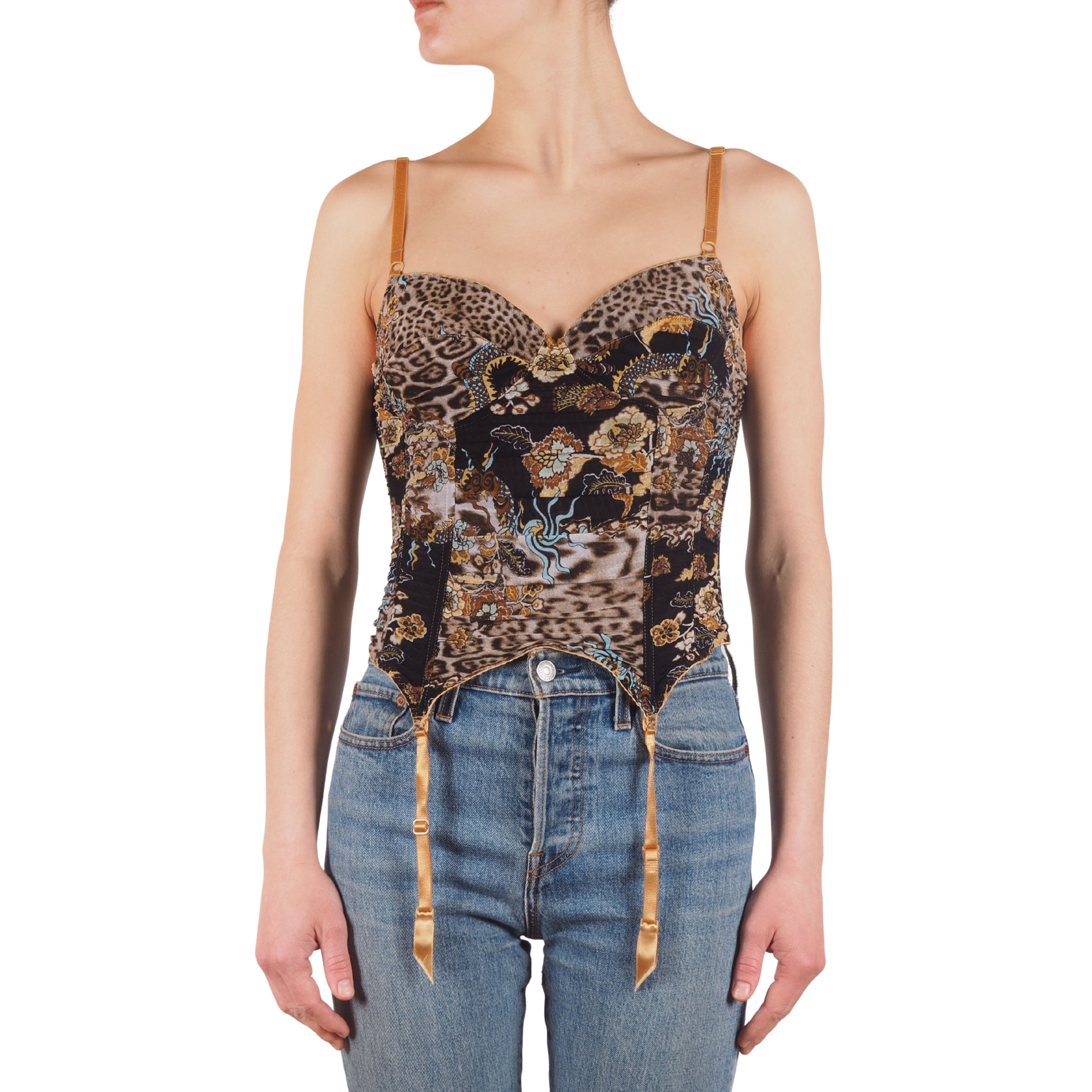 Roberto Cavalli Roberto Cavalli Vintage Floral Animal Print Corset Top Size L / US 10 / IT 46 - 1 Thumbnail
