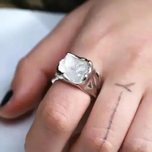 Counter Intelligence Hip Hop Punk Imitation Irregular Crystal Rings Size ONE SIZE - 2 Thumbnail
