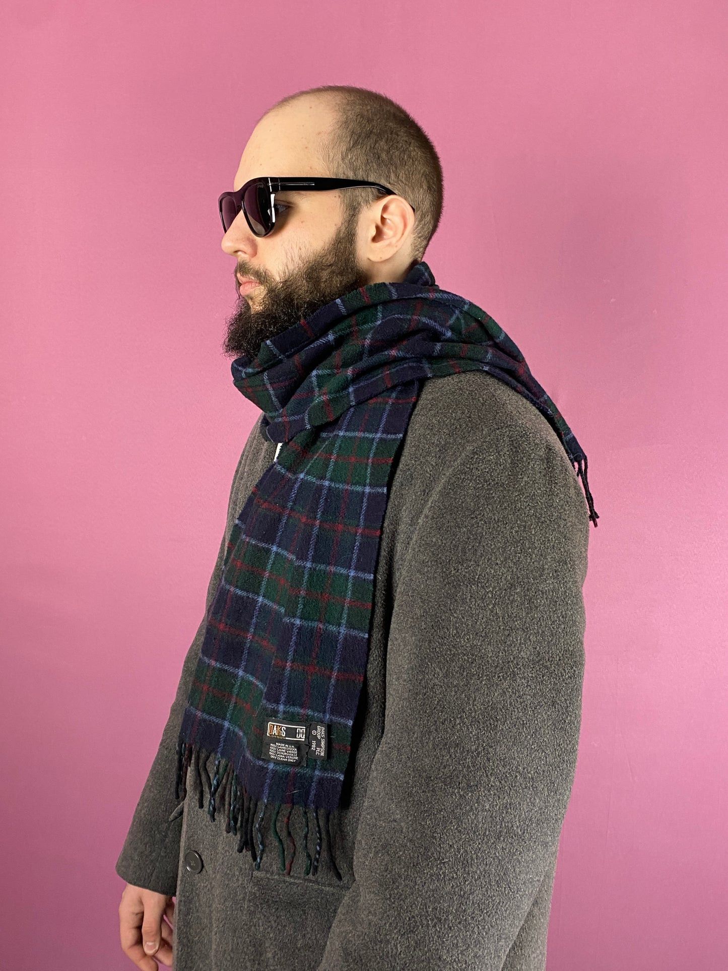 DAKS × Vintage Daks London Vintage Scarf - Green & Navy Wool Size ONE SIZE - 1 Thumbnail