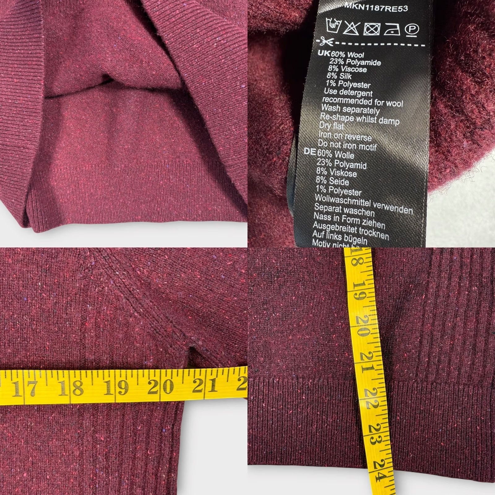 Barbour Barbour Sweater Wool Blend Knit 1/4 Zip Burgundy Speckled Size S Womens Pullover Mock Neck Long Sleeve Regular Unisex Adults Recycled Text: None Size S / US 4 / IT 40 - 8 Thumbnail