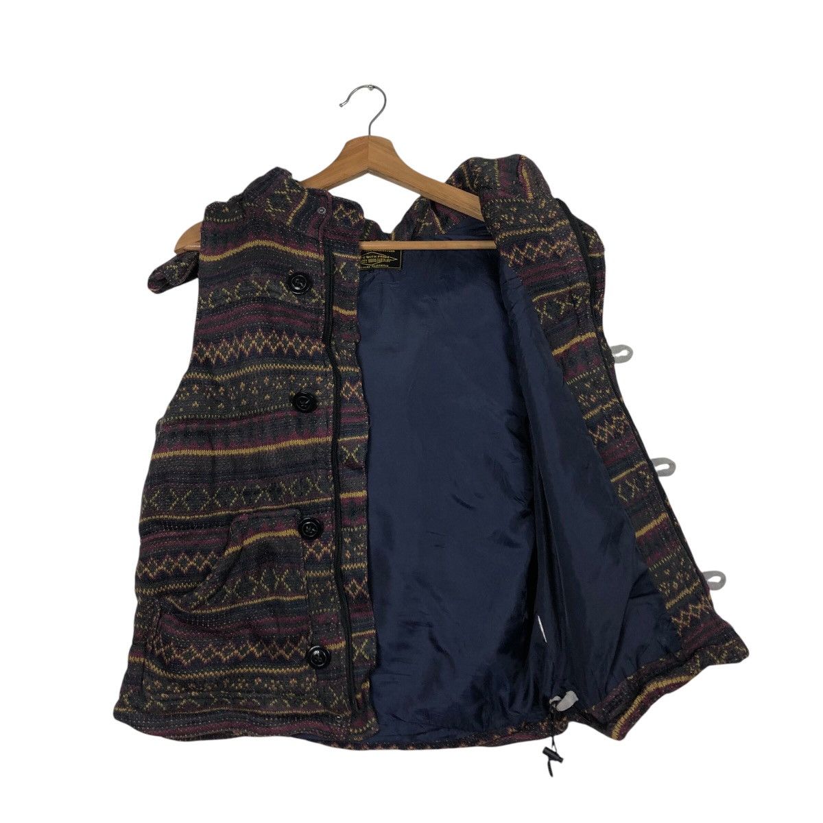 45rpm 📌Vintage Wool Vest Jacket Hoodie Create Barefoot Striped Size US M / EU 48-50 / 2 - 13 Thumbnail