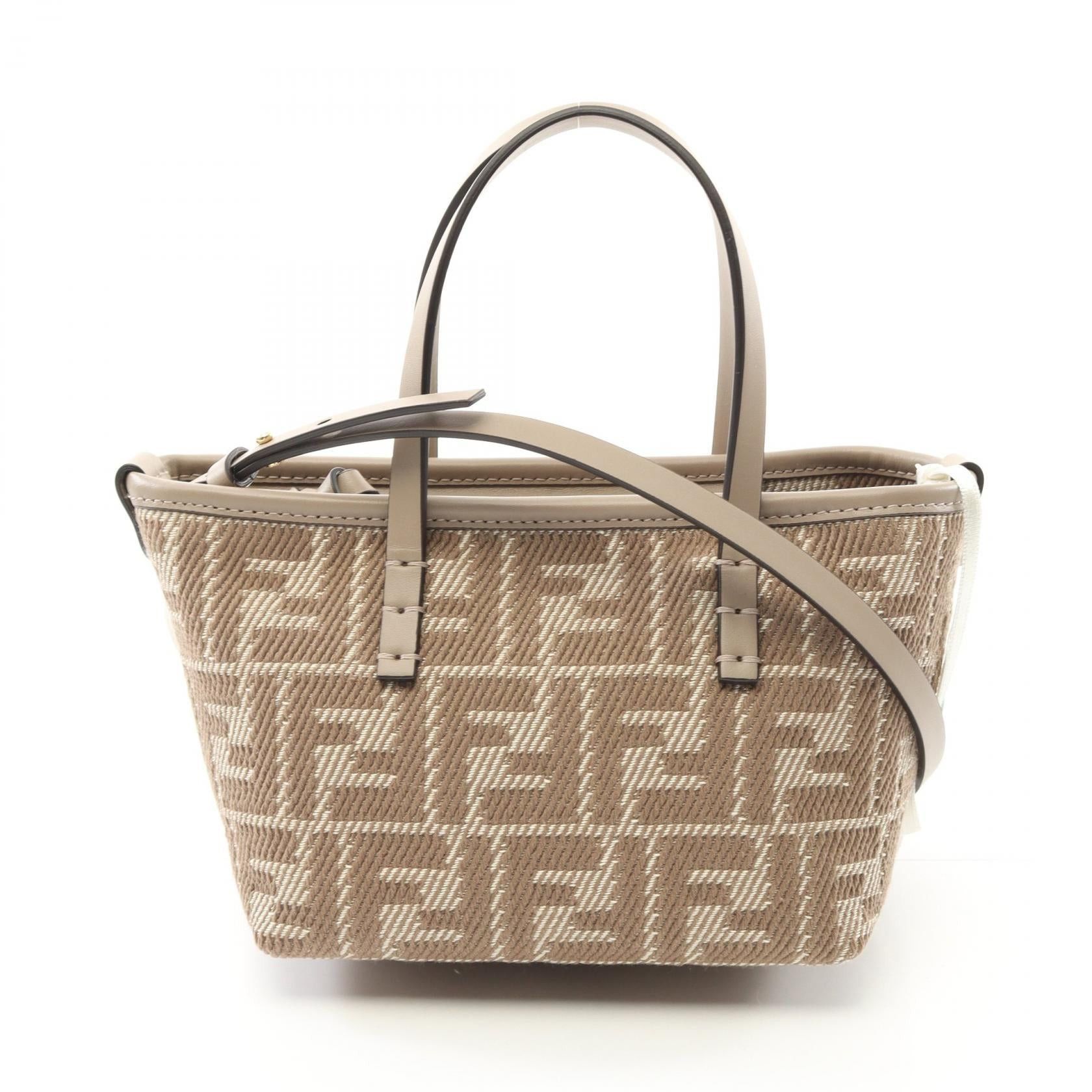 Fendi Fendi Roll Mini Handbag Canvas Leather Beige Size ONE SIZE - 1 Thumbnail