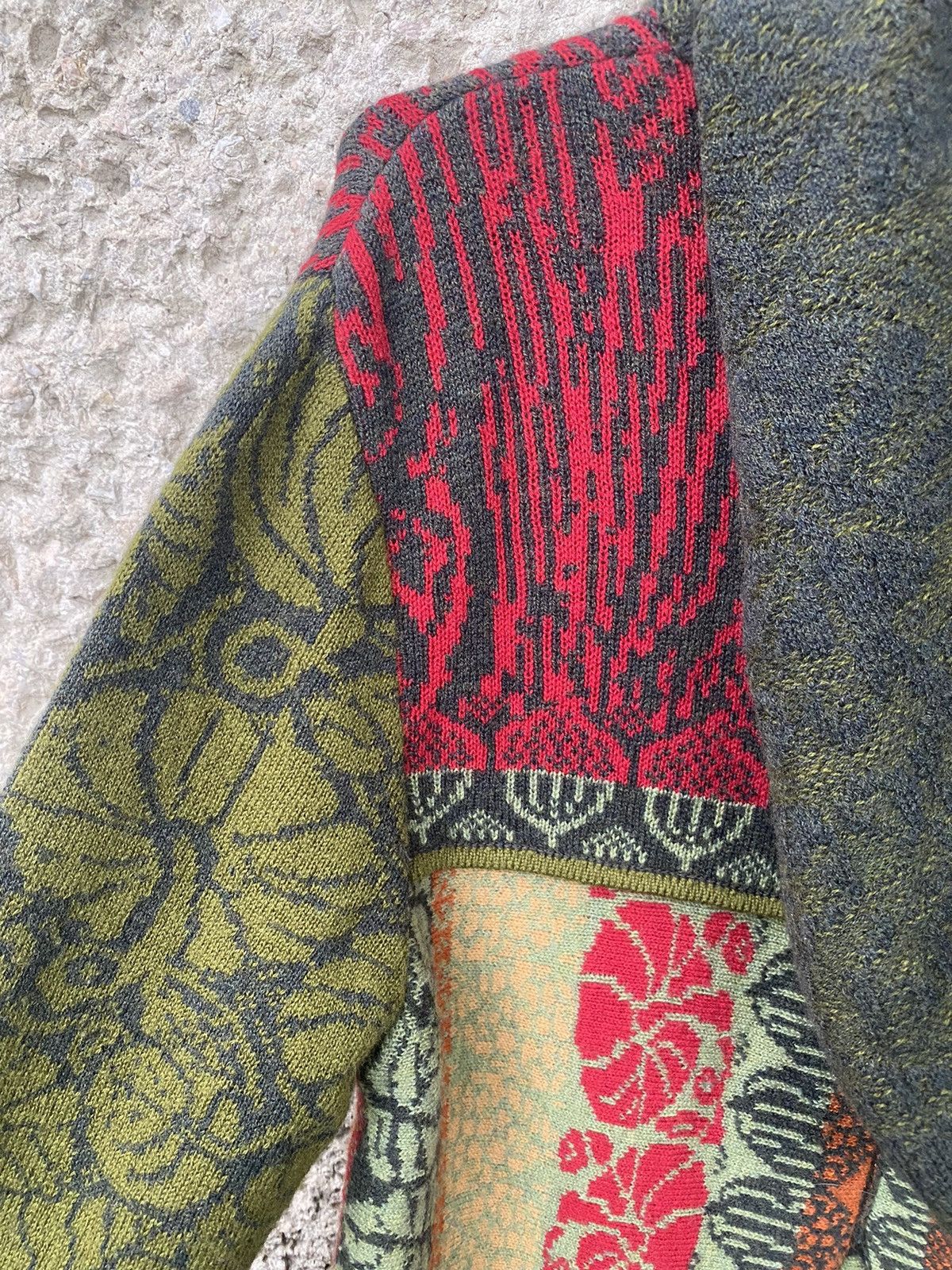Vintage IVKO Long Jasquard Jacket Renaissance Pattern Wool Knit Coat Size S / US 4 / IT 40 - 20 Thumbnail