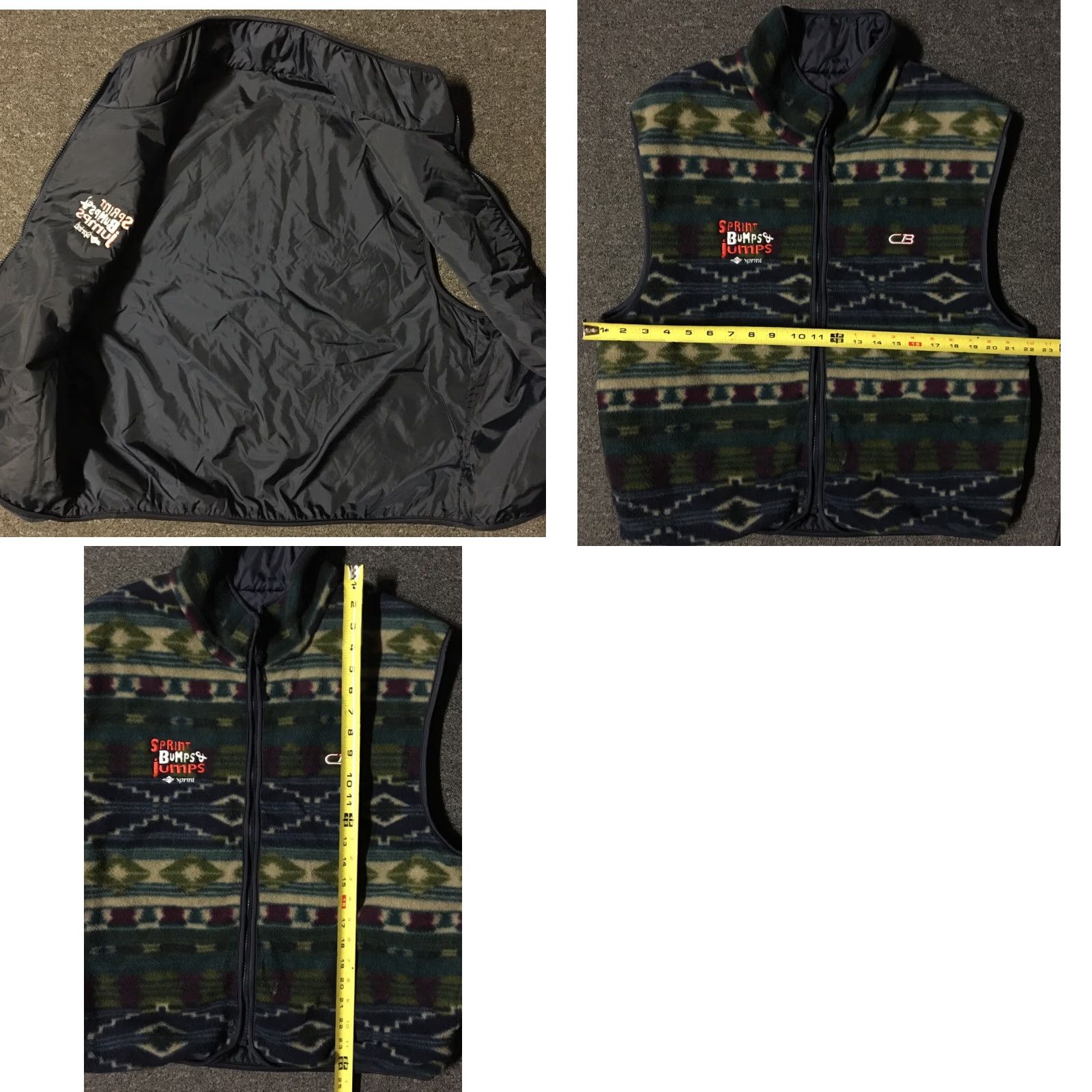 CB Sports VINTAGE 90s Sprint Bumps & Jumps Breckenridge Ski Event Promo Aztec Fleece Vest S Green Mens Vest S Size US S / EU 44-46 / 1 - 8 Thumbnail