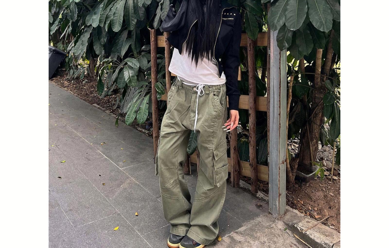 Vintage Cargo Multi Pocket Wide Leg Pants Size 28" / US 6 / IT 42 - 4 Thumbnail