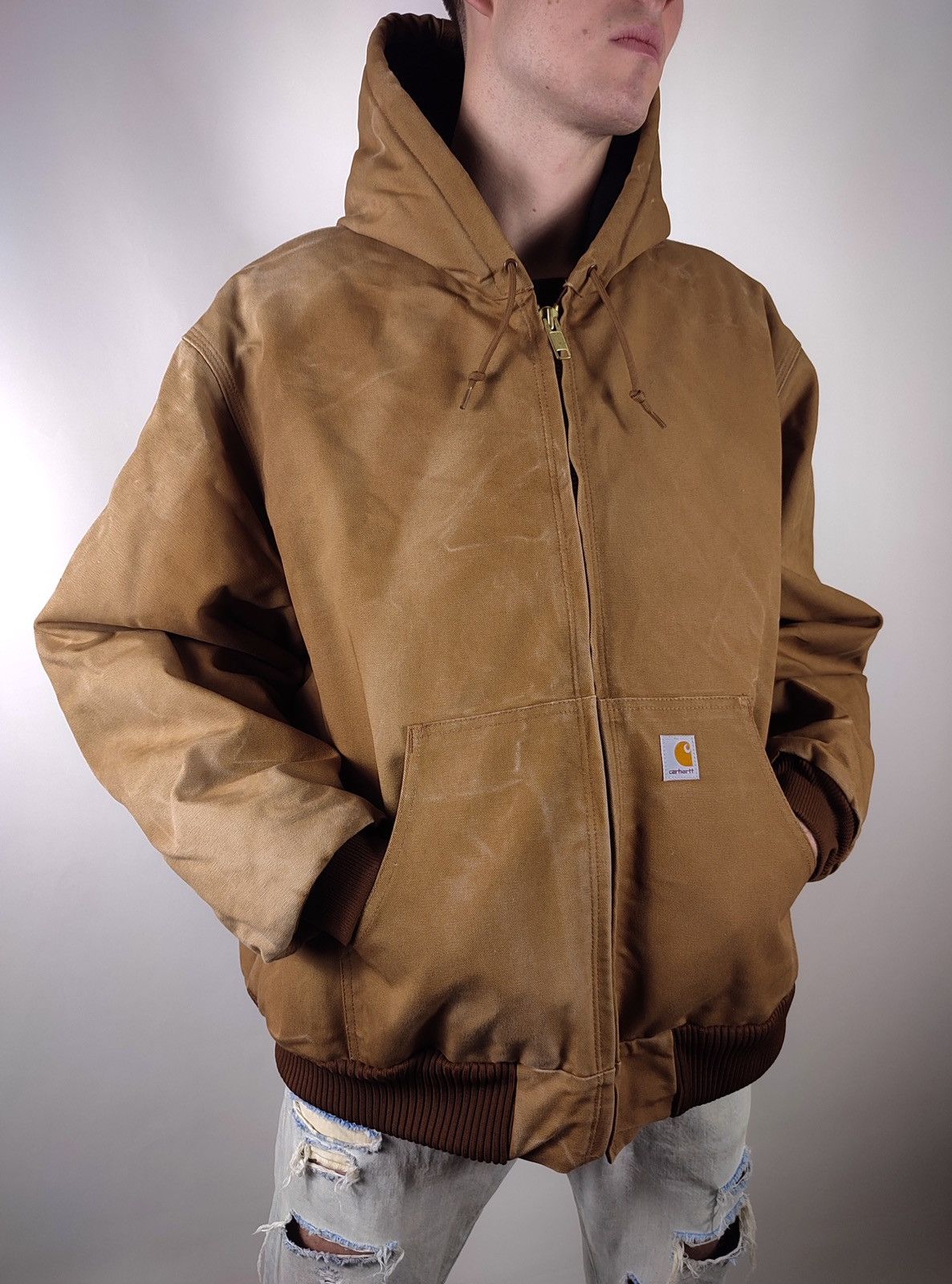 Carhartt × Vintage 90s Vintage Carhartt Oversized Faded Brown Workwear Jacket Size US XXL / EU 58 / 5 - 5 Thumbnail