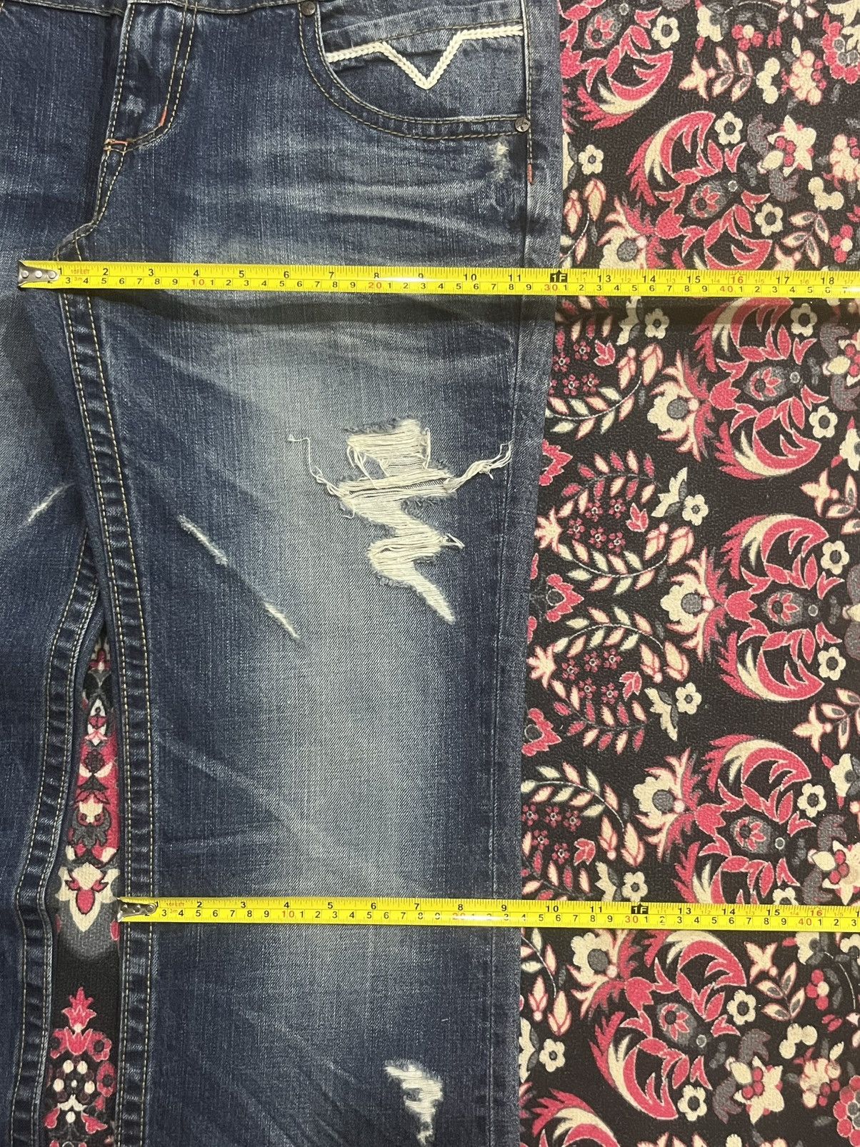 Hysteric Glamour Vintage Japanese Lolita Slogan Clawmark Ripped Loose Jeans Size US 34 / EU 50 - 15 Thumbnail