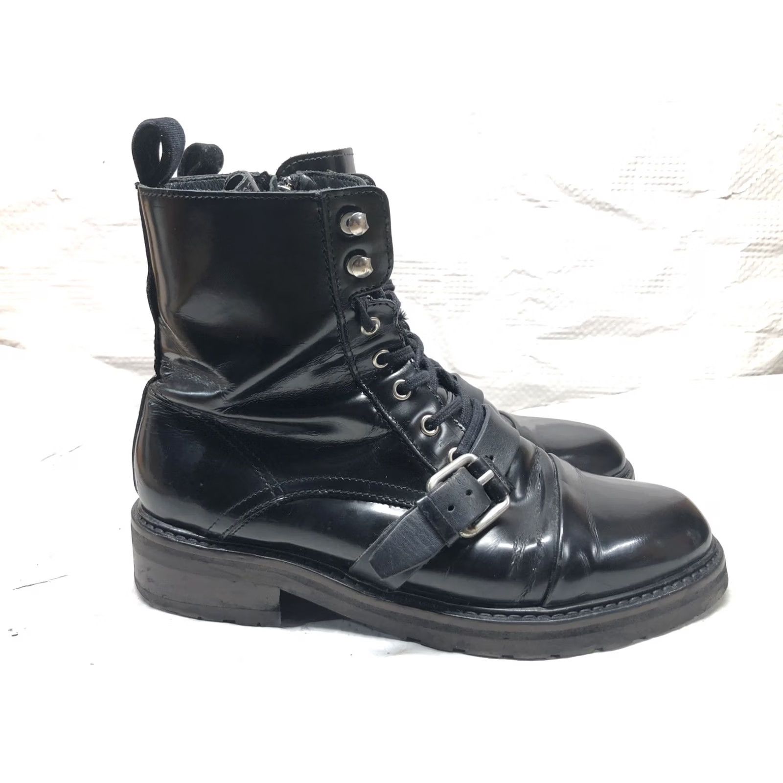Allsaints Allsaints Donita Black Patent Leather Lace up Boots Combat Black Size 39/8.5 US Womens Boot Size US 8 / IT 38 - 5 Thumbnail