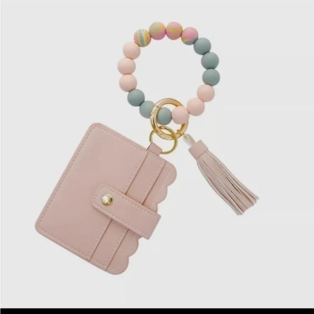 Designer Pink wallet beaded keychain Size ONE SIZE - 1 Thumbnail