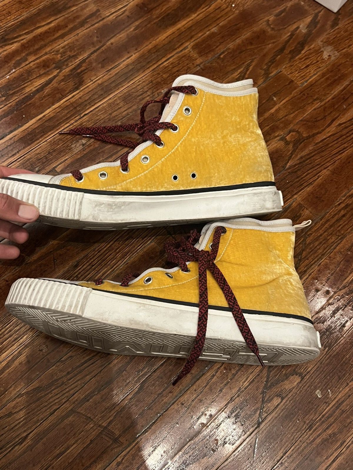 Lanvin Yellow velvet sneakers Size US 11 / EU 44 - 2 Thumbnail