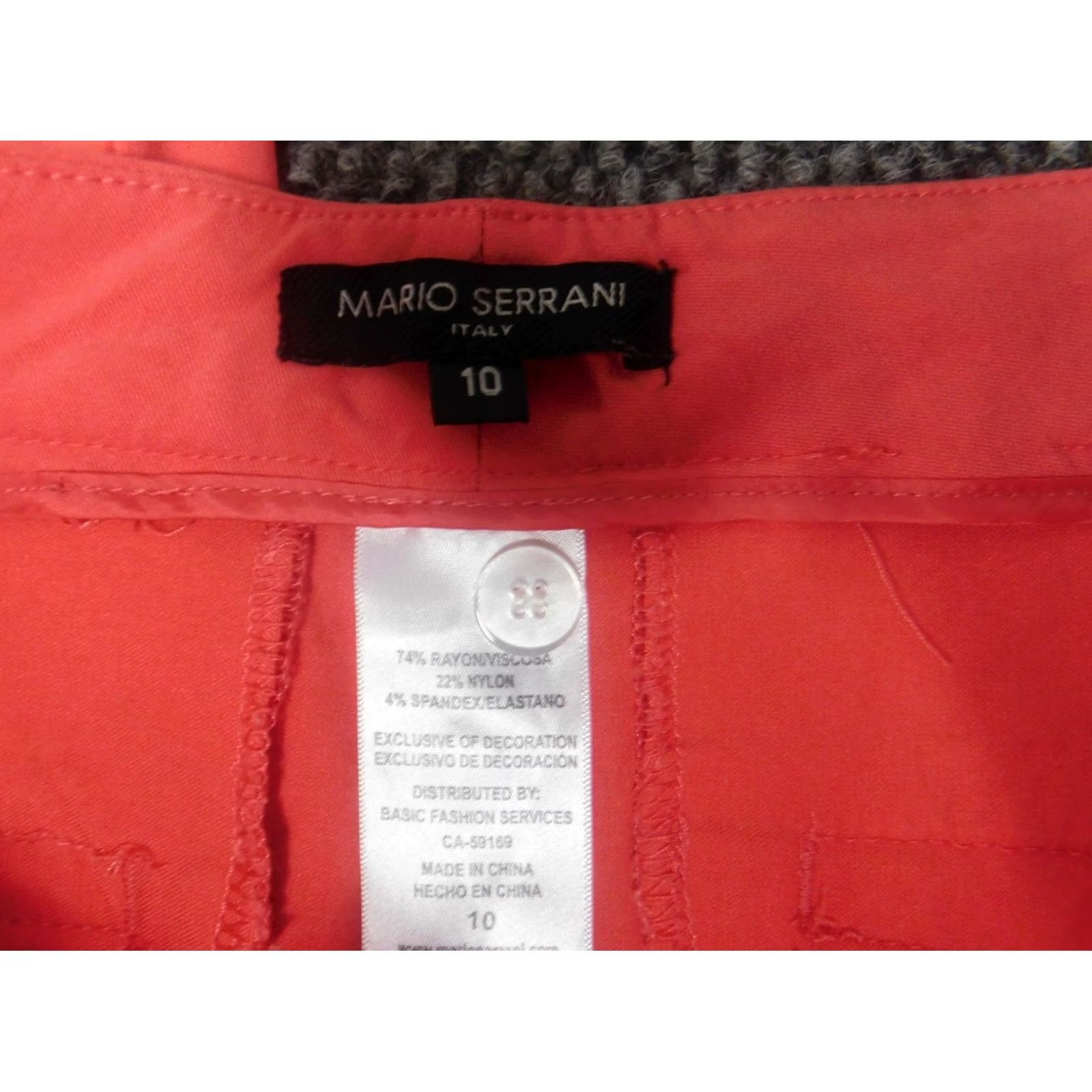 Vintage Mario Serrani Women Pants 10 Red Stretch Straight Chino Size 32" / US 10 / IT 46 - 4 Thumbnail
