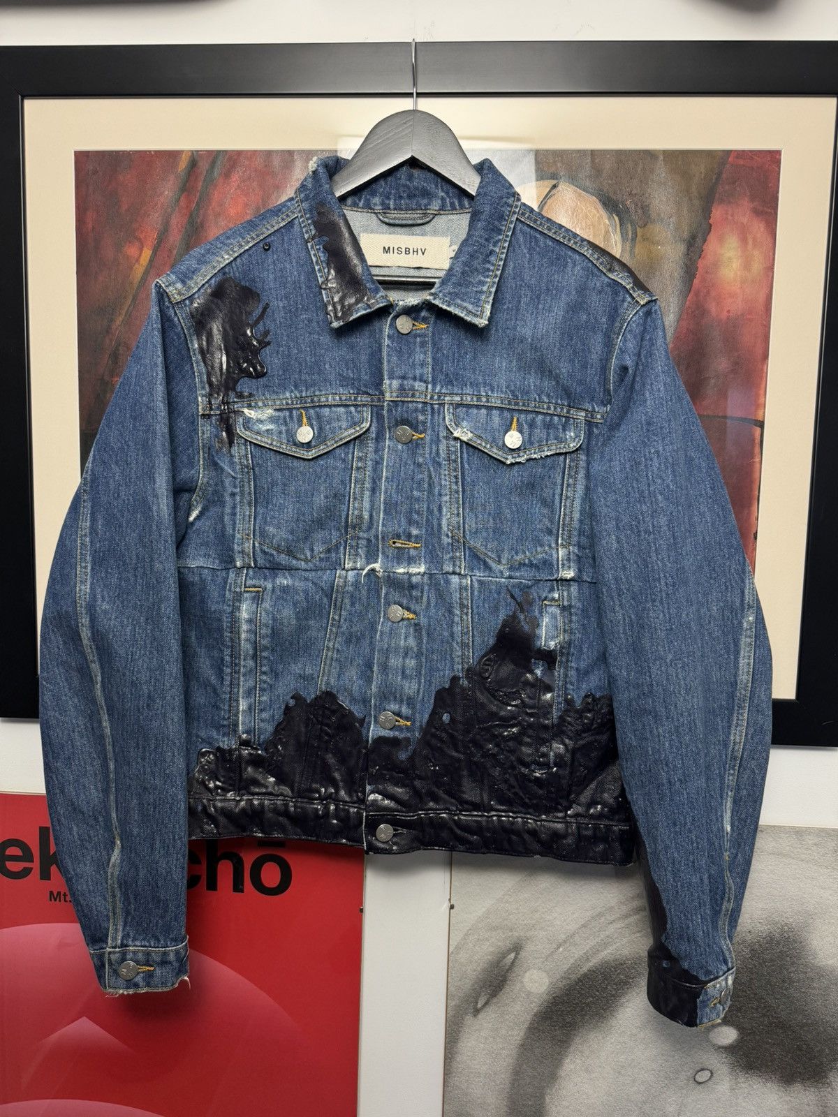 Misbhv AW18 MISBHV Wet Print Indigo Denim Jacket Designer Boxy Fit Size US M / EU 48-50 / 2 - 1 Thumbnail